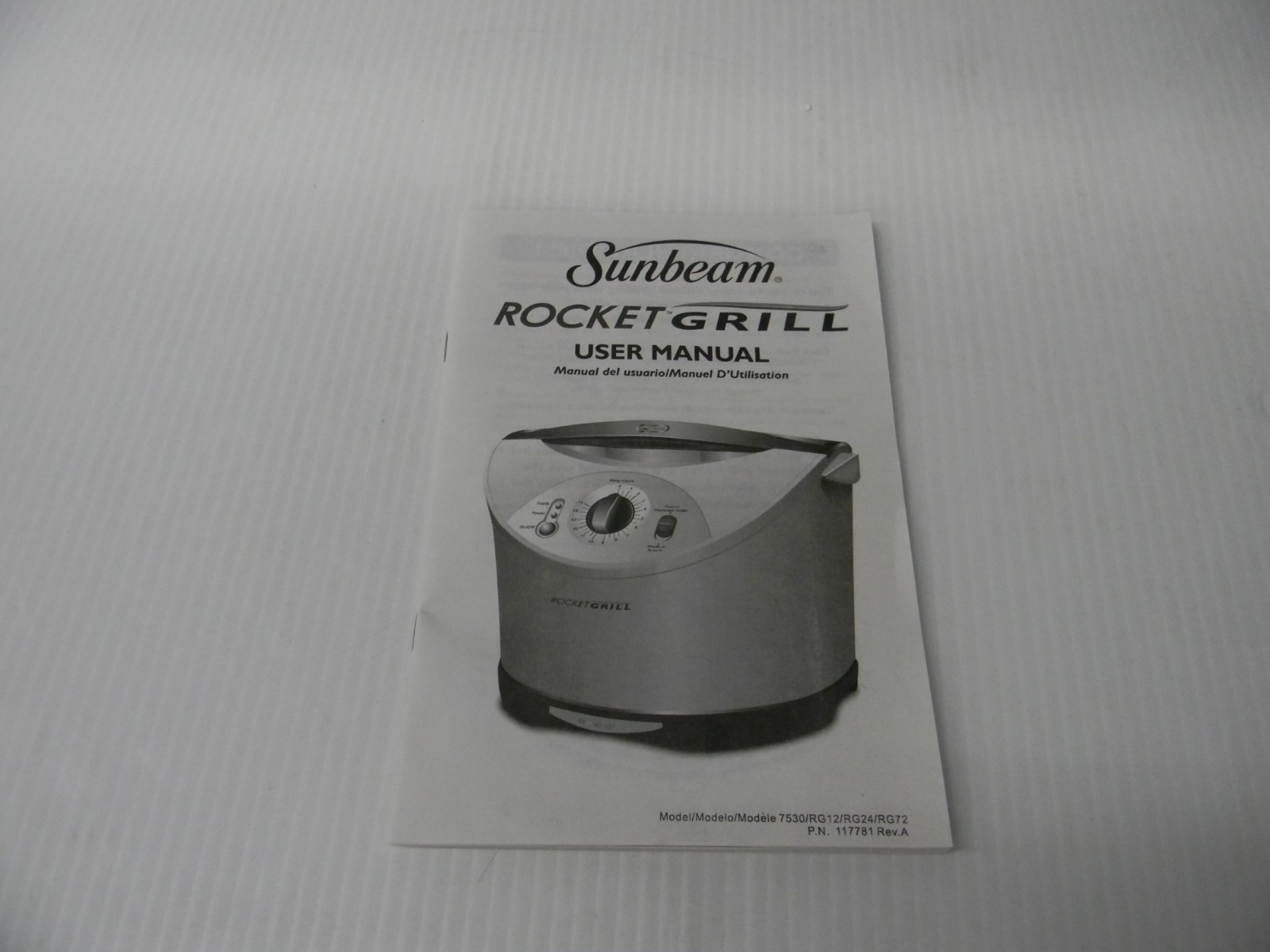 Sunbeam Rocket Grill Model RG24 “Grill Fresh Or Frozen Food In Minutes” White