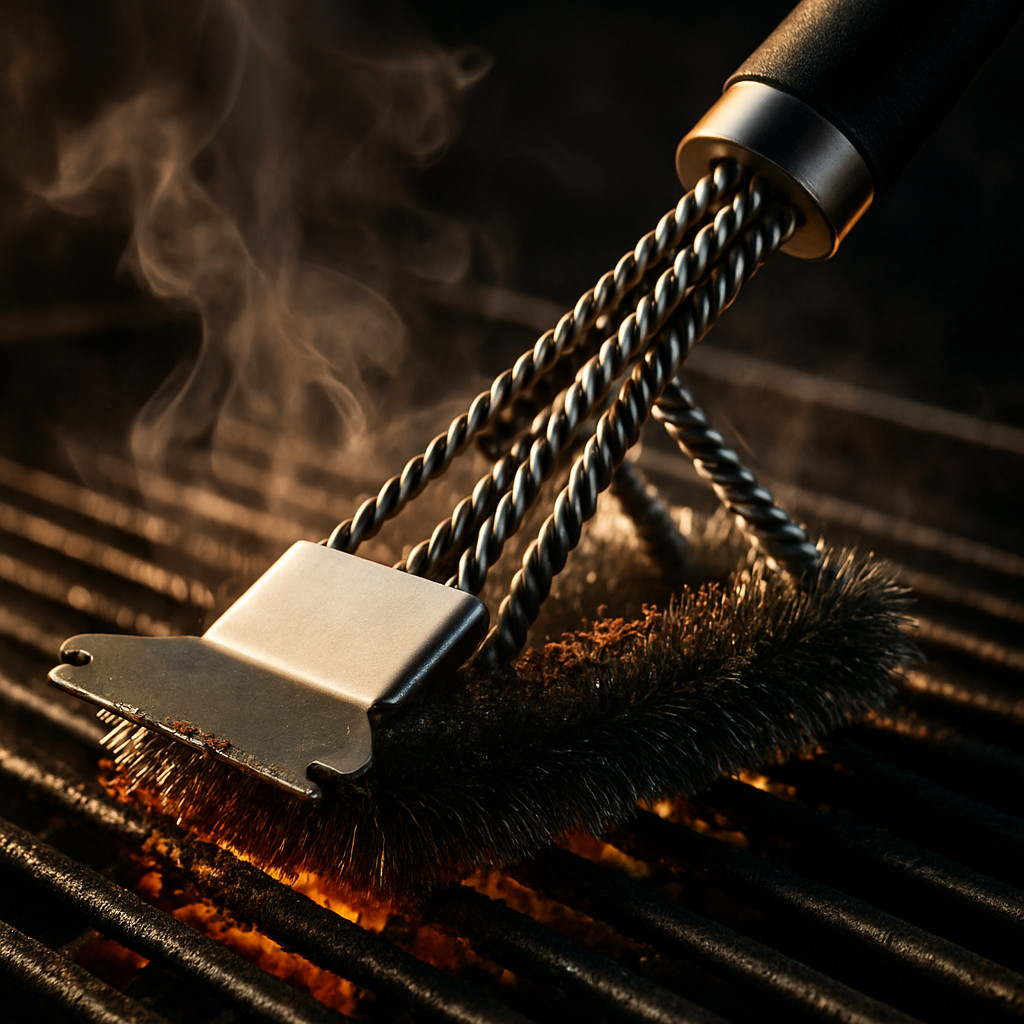 TEMMIO Combined BBQ Grill Brush Stainless Steel Wire Bristle