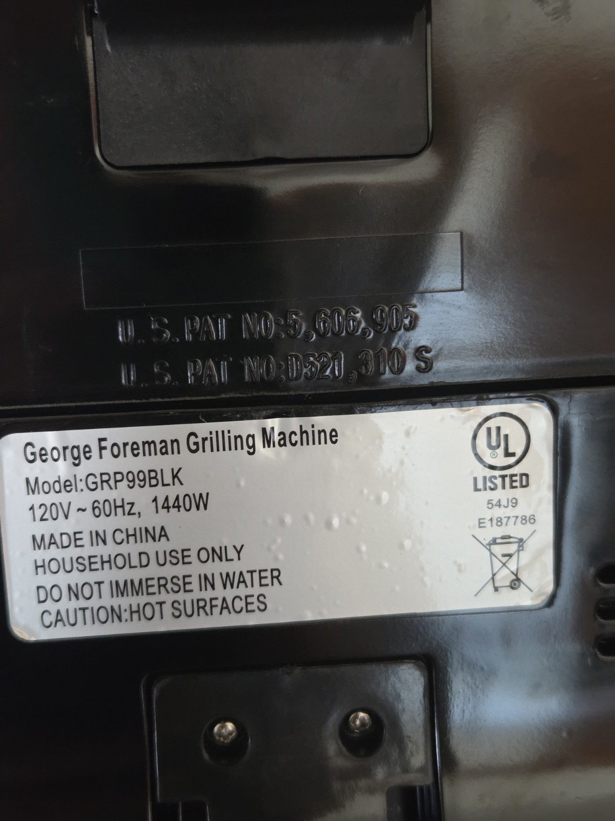 George Foreman Grilling Machine Removable Grill Plates GRP99BLK