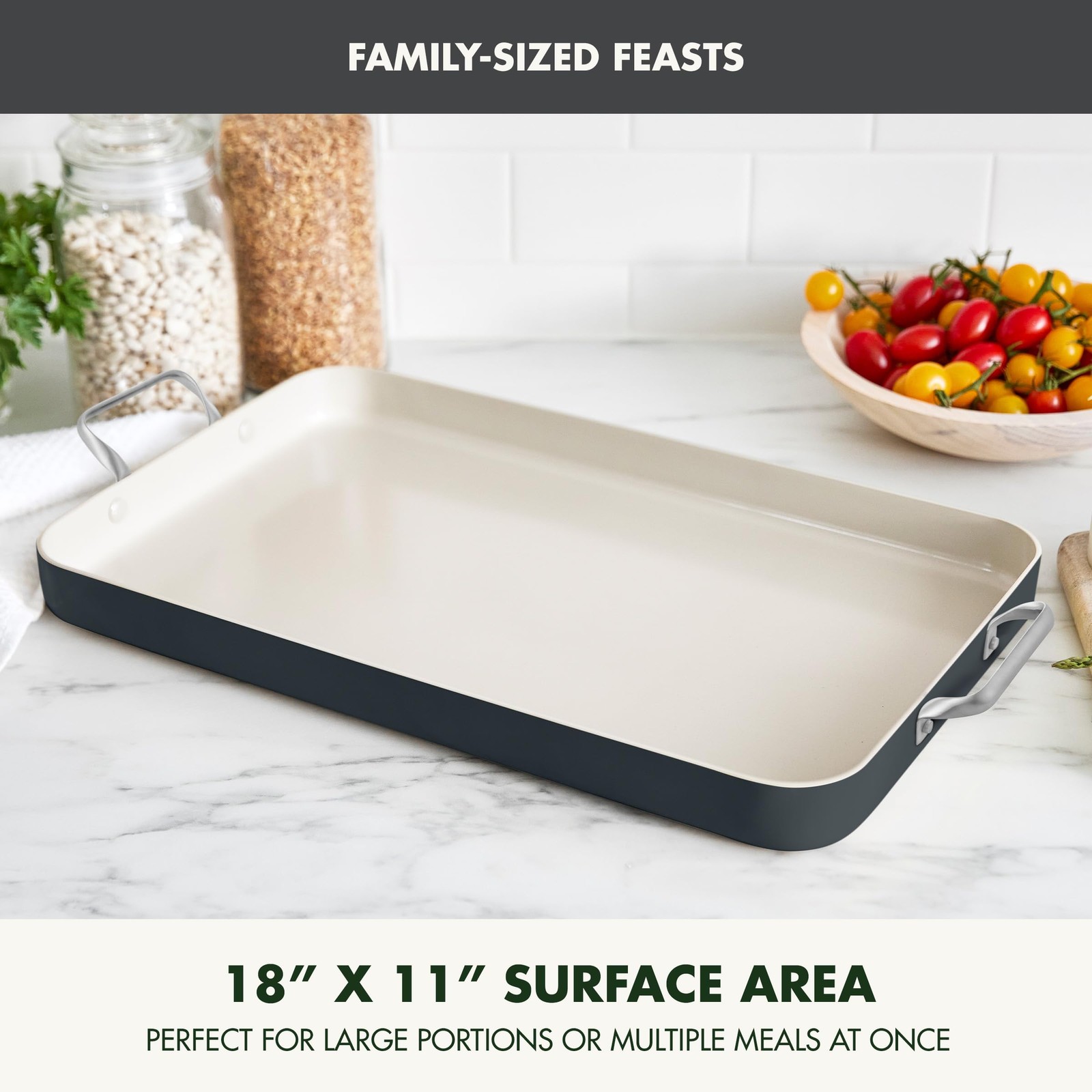 Greenpan 18 X 11 Double Burner Griddle Pan Hard Anodized Healthy Ceramic