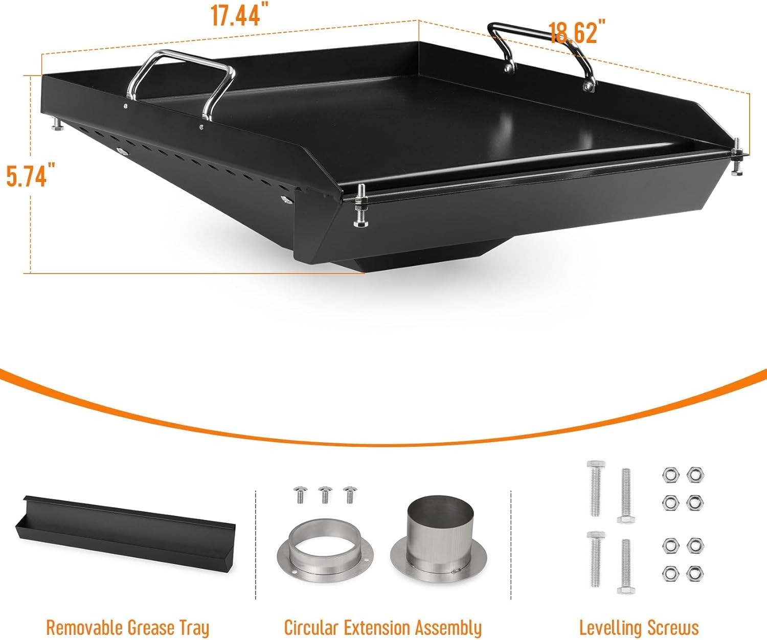 Stanbroil Pellet Grill Griddle Insert 17.4×18.6 Non Stick Steel BBQ Upgrade