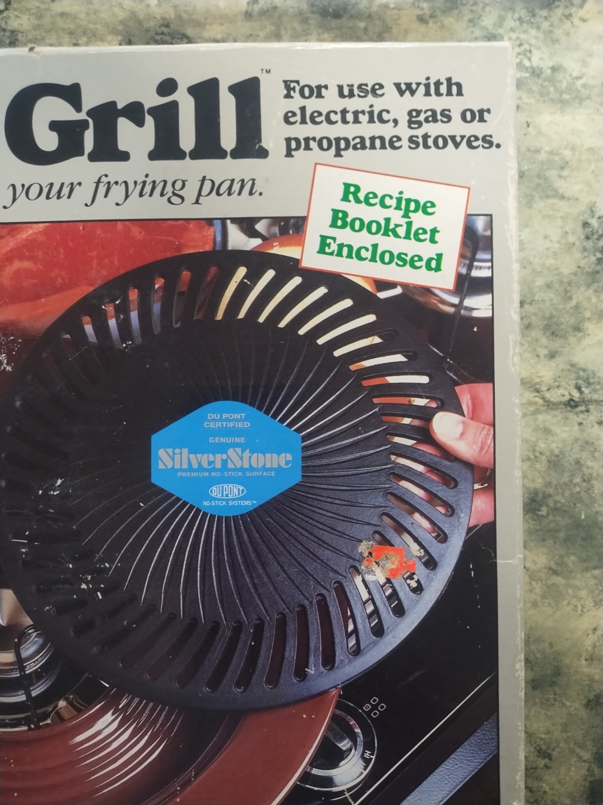 BURTON STOVE TOP GRILL Vintage 10″ SilverStone Nonstick Indoor Gas Electric NOB