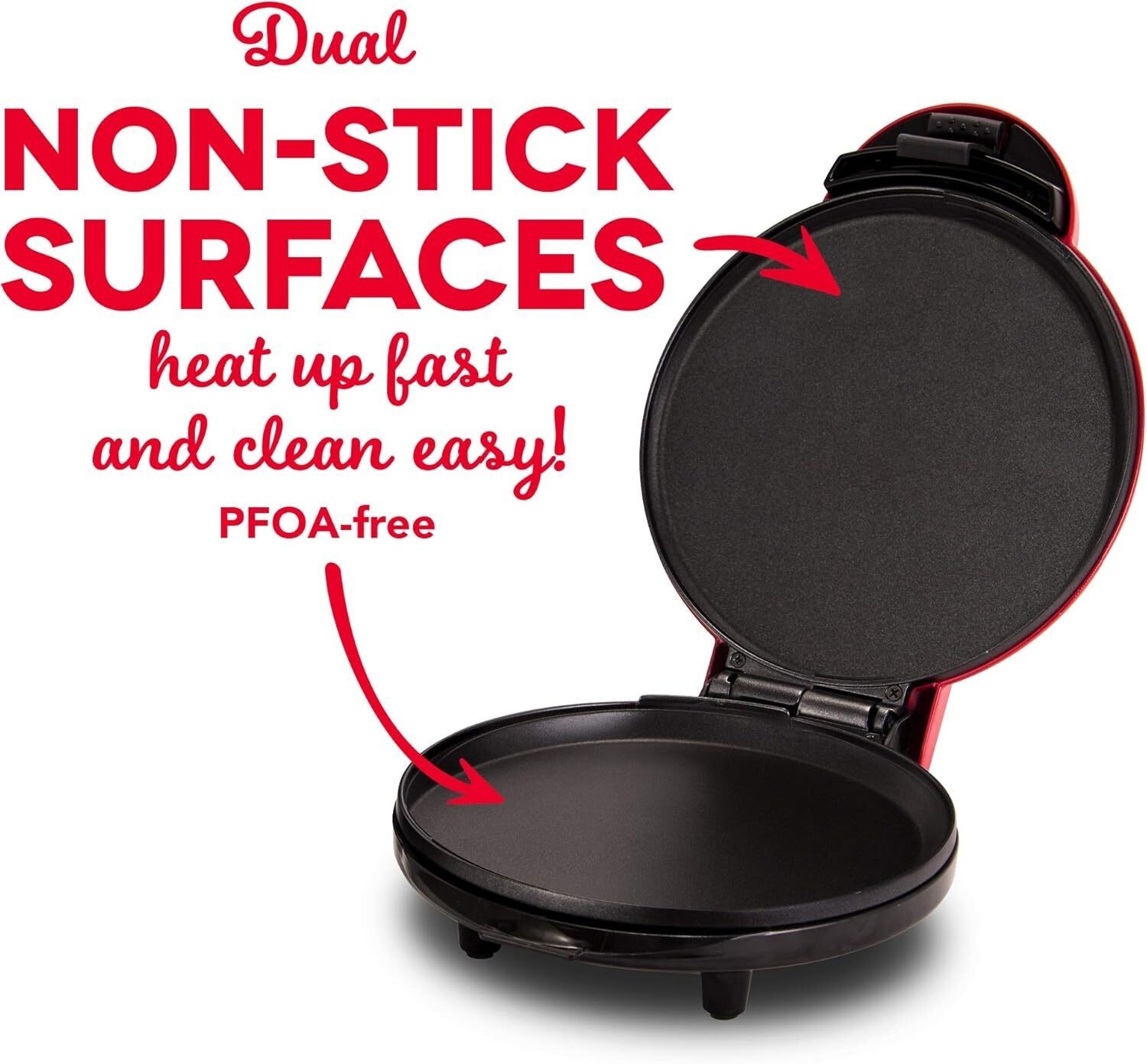 8 Express Electric Round Griddle for Pancake Cookie Burger Quesadilla Eggs 760W