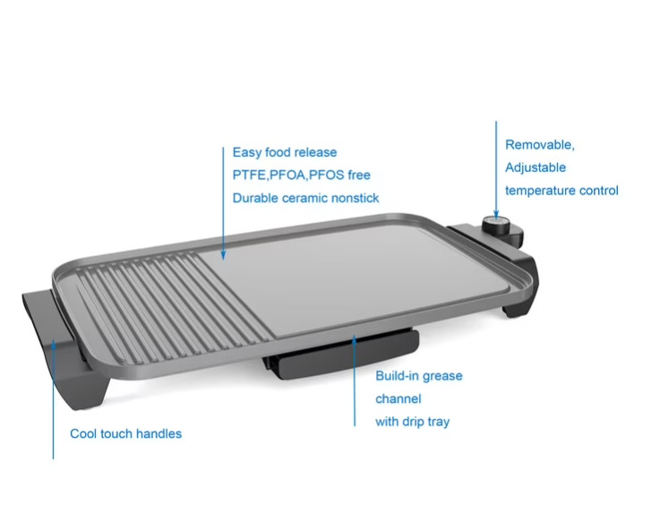 Mainstays Plus 12×20 Electric Ceramic Griddle with Nonstick Surface, 1500 Watts