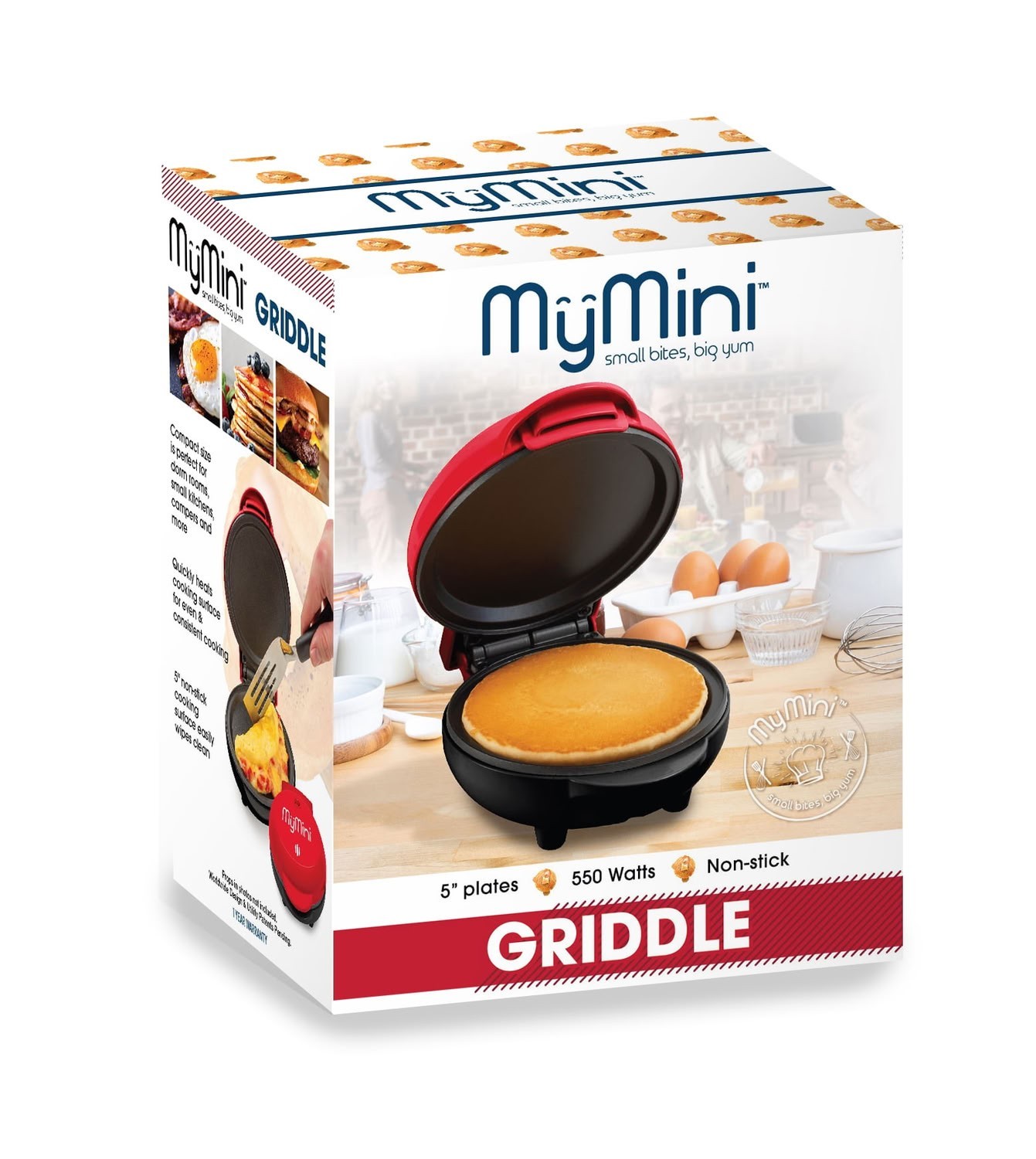 MyMini 550W Red Pancake Griddle Electric Small Kitchen Breakfast Cookware
