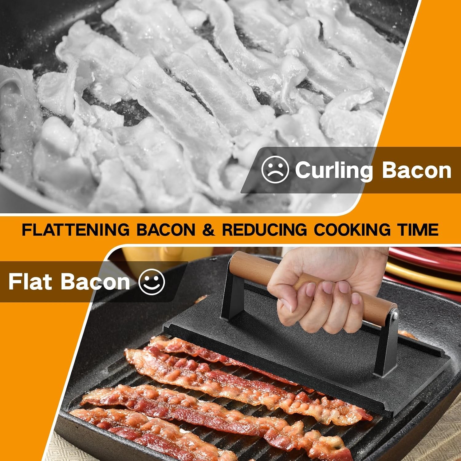 Cast Iron Grill Press 1PCS Heavy Duty Bacon/Burger/Griddle/Chef Press