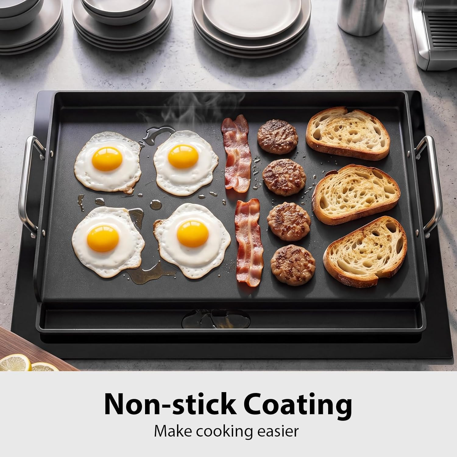 17 X 13 X 2.6 Inch Nano-Ceramic Nonstick Griddle Plate for Gas and Charcoal Gril