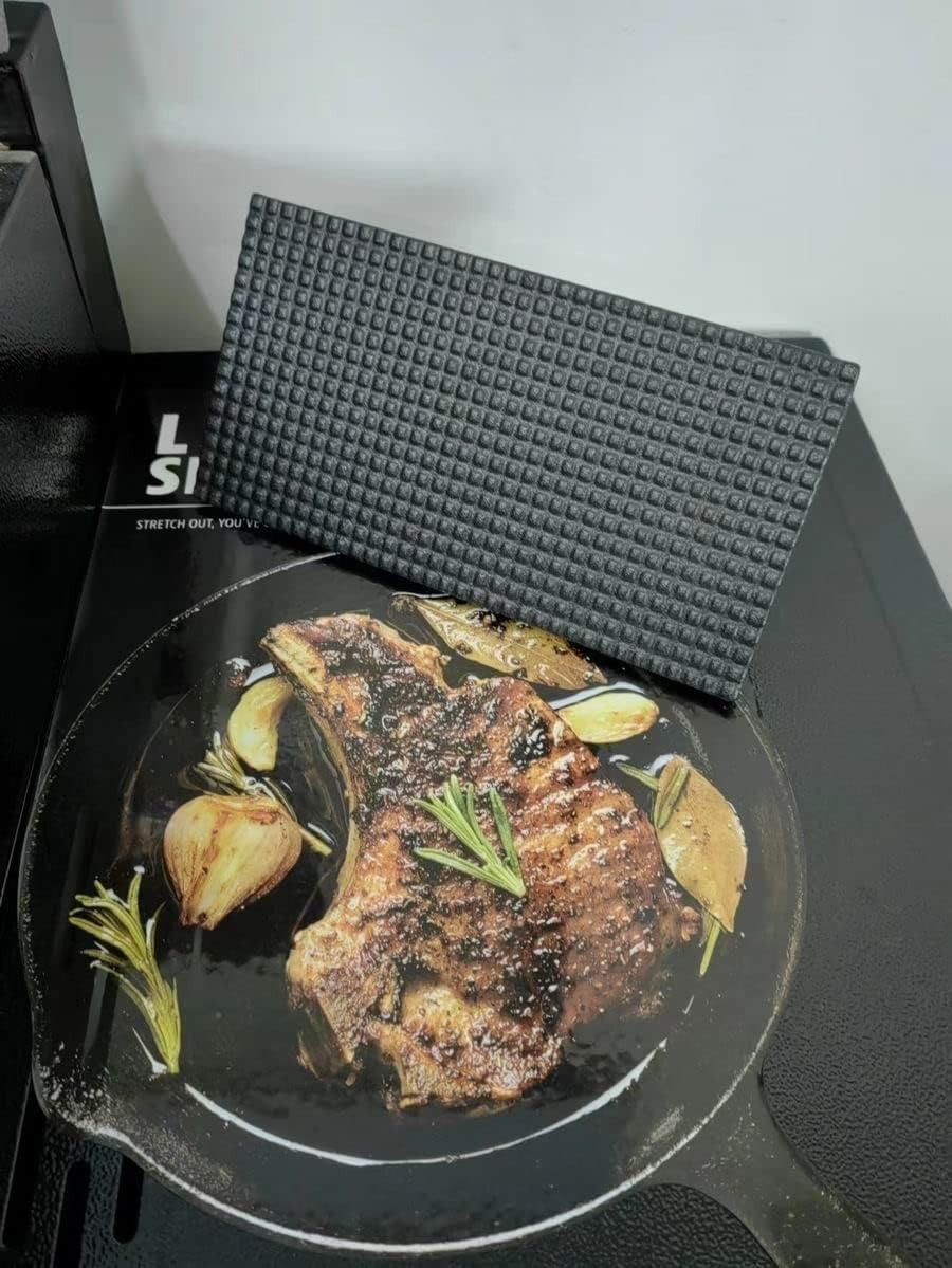 8.3″×4.3″ Heavy-Duty Cast Iron Grill Press and Steak Weight with Cool-Touch C…