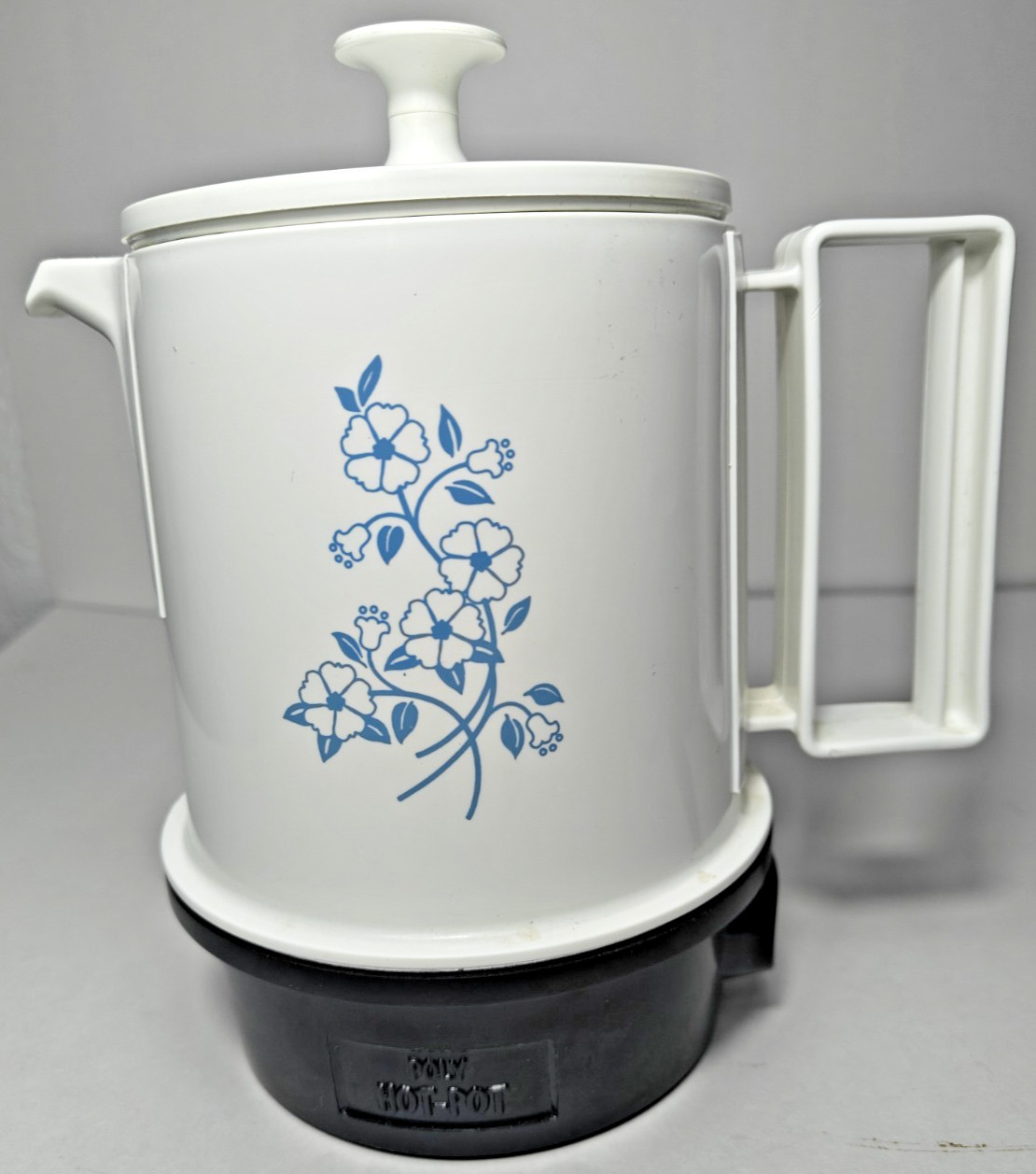 Vintage Blue Floral Regal Poly Hot Pot 5 Cup Electric Tea Coffee Water Kettle