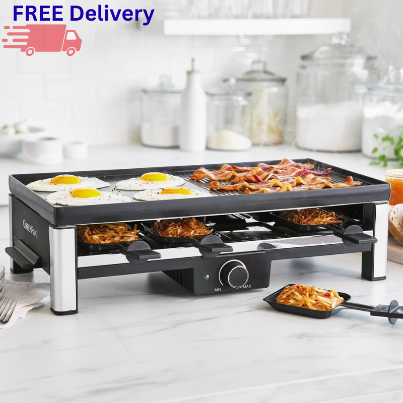 GreenPan Ultimate Gourmet Electric Grill Griddle Raclette Ceramic Plate Tabletop