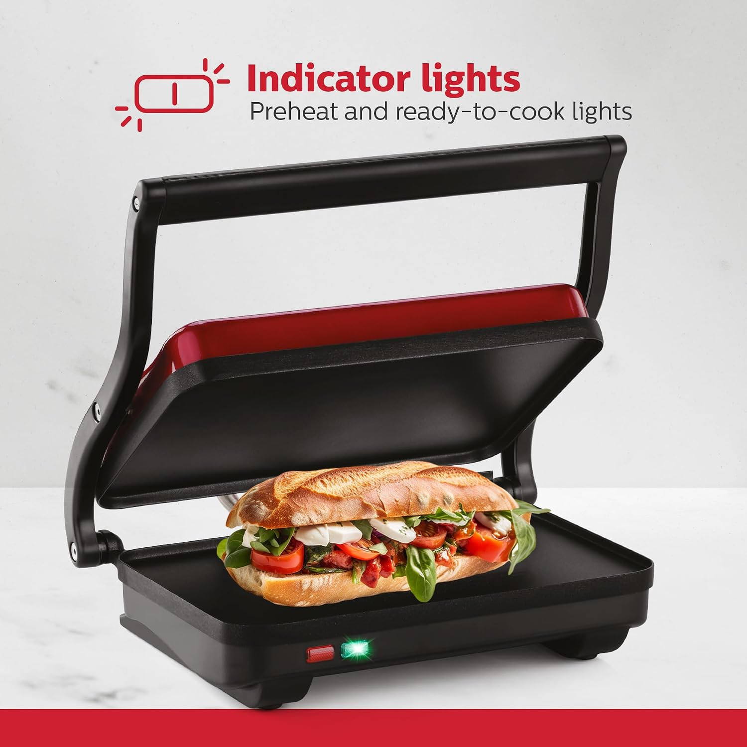 Holstein Housewares 2-Slice Electric Griddle, Non-Stick Sandwich Maker with Adju