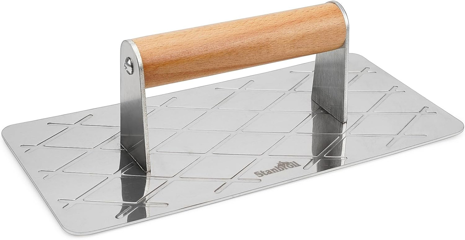 Stainless Steel Bacon Press for Griddle, 9” X 4.5”Rectangular Grill Press BBQ Pr