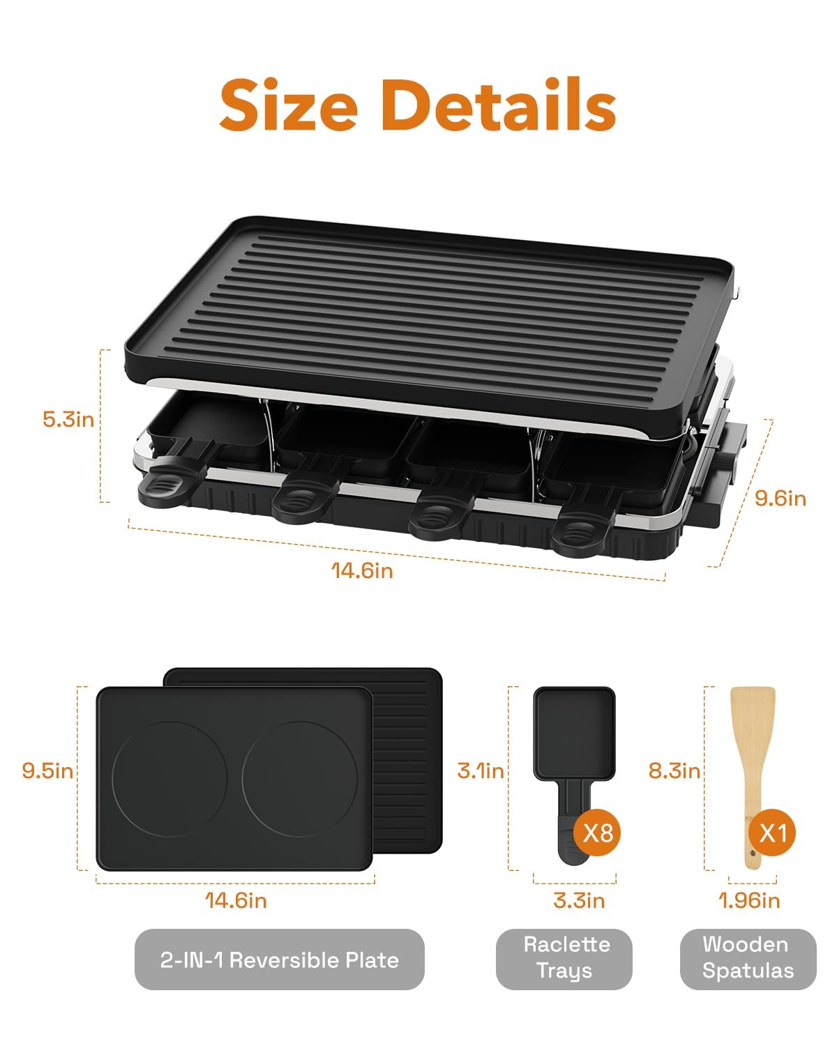 Electric Raclette Table Grill with 8 Warming Trays, 2-in-1 Korean BBQ Grill &…