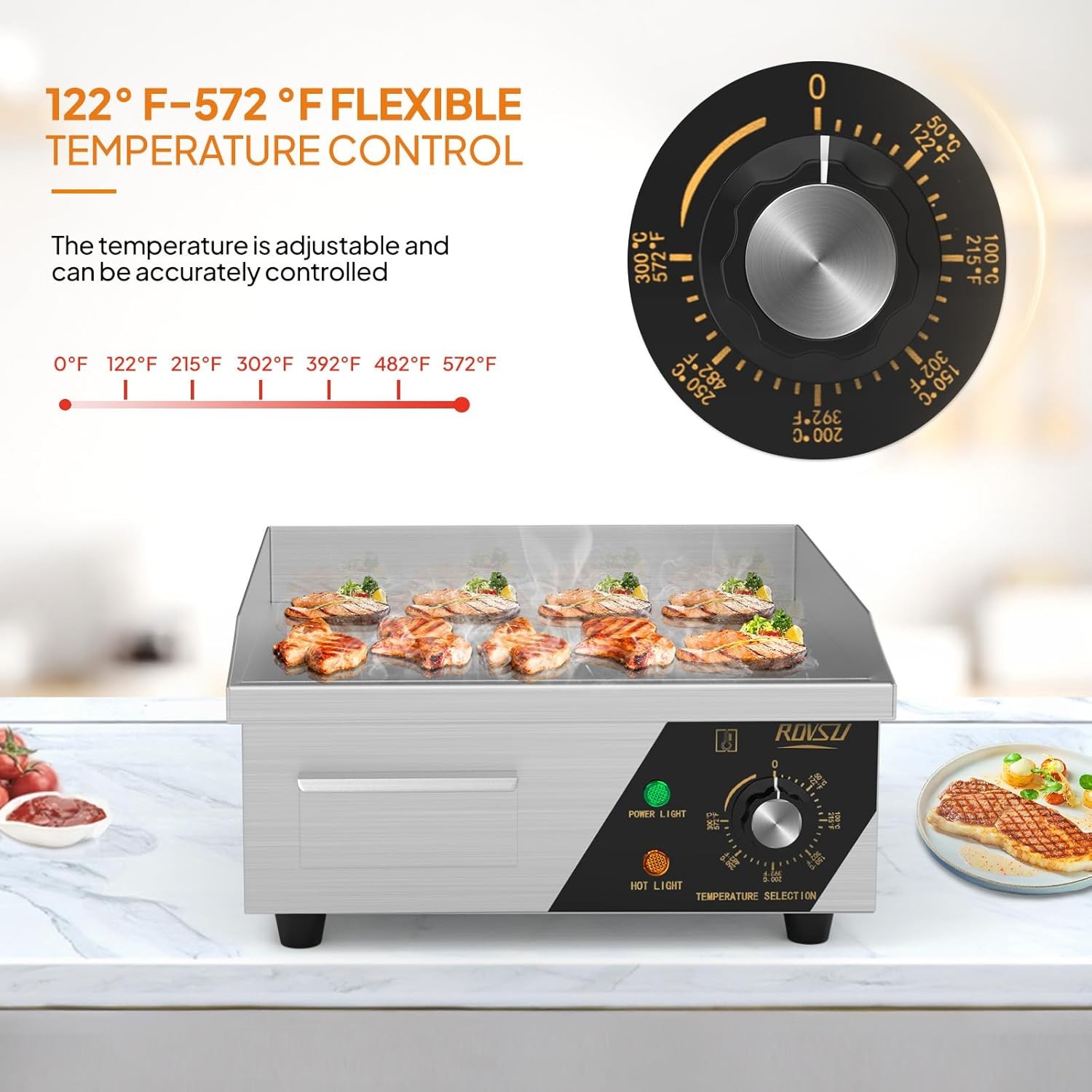14″ Commercial Electric Griddle,Electric Countertop Flat Top Griddle,110V 1500W