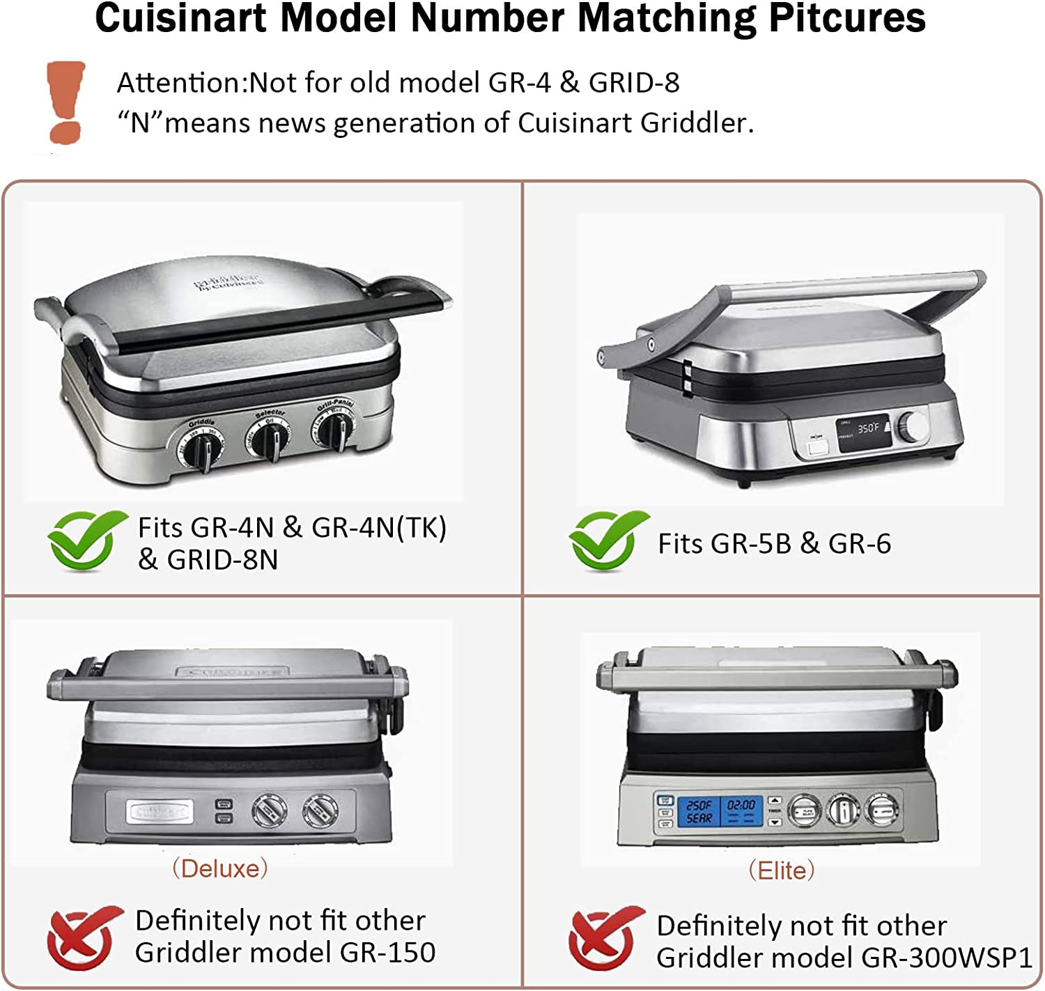 Griddler Plates for Cuisinart Griddler GR-4NP1 5-In-1,As Cuisinar