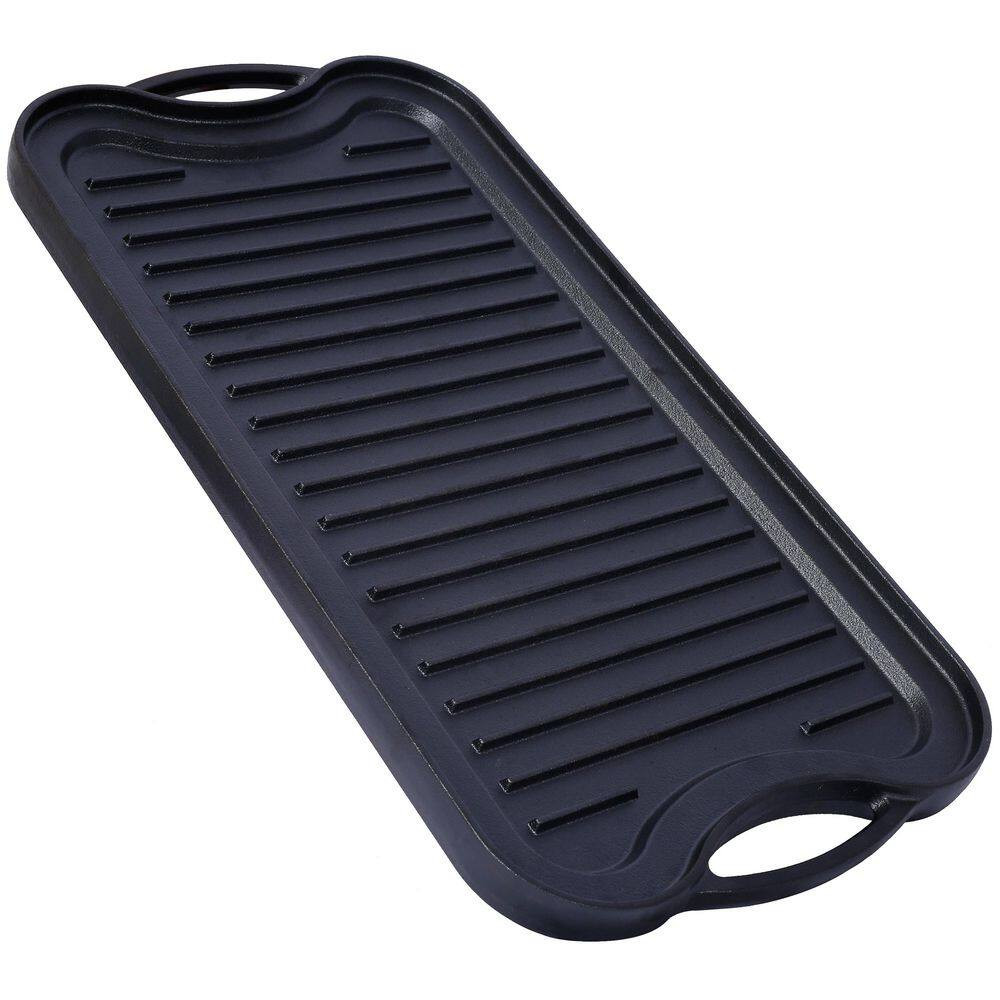 20 In. X 10 In. Pre-Seasoned Cast Iron Reversible Rectangular Grill/Griddle Blac