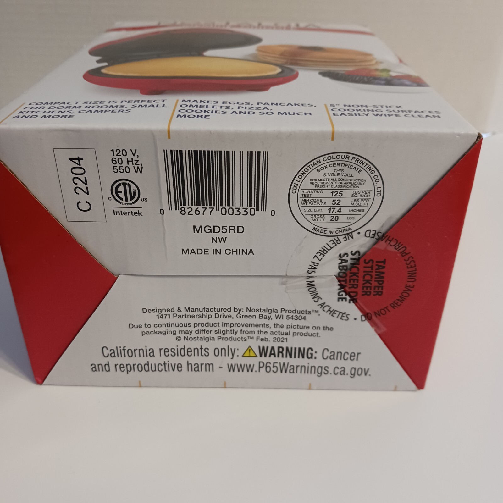 Nostalgia My Mini Griddle 5″ Nonstick Cooking Surface Wipes Clean Compact Red