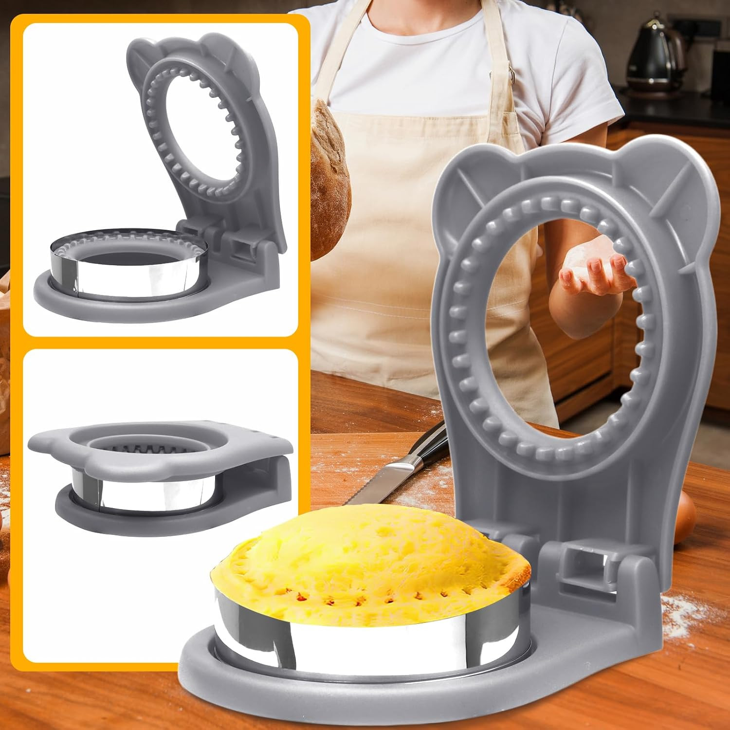 1 Pack Uncrustable Sandwich Maker, Circle Shape Sandwiches Pocket 3.7 Grey