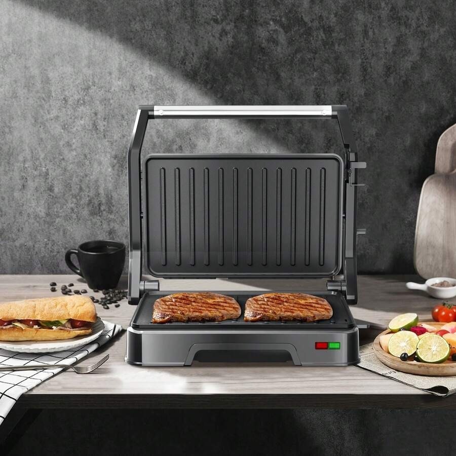 Electric Panini Press Sandwich Maker 2 Slice 180 Degree Flat Grill Non Stick 850
