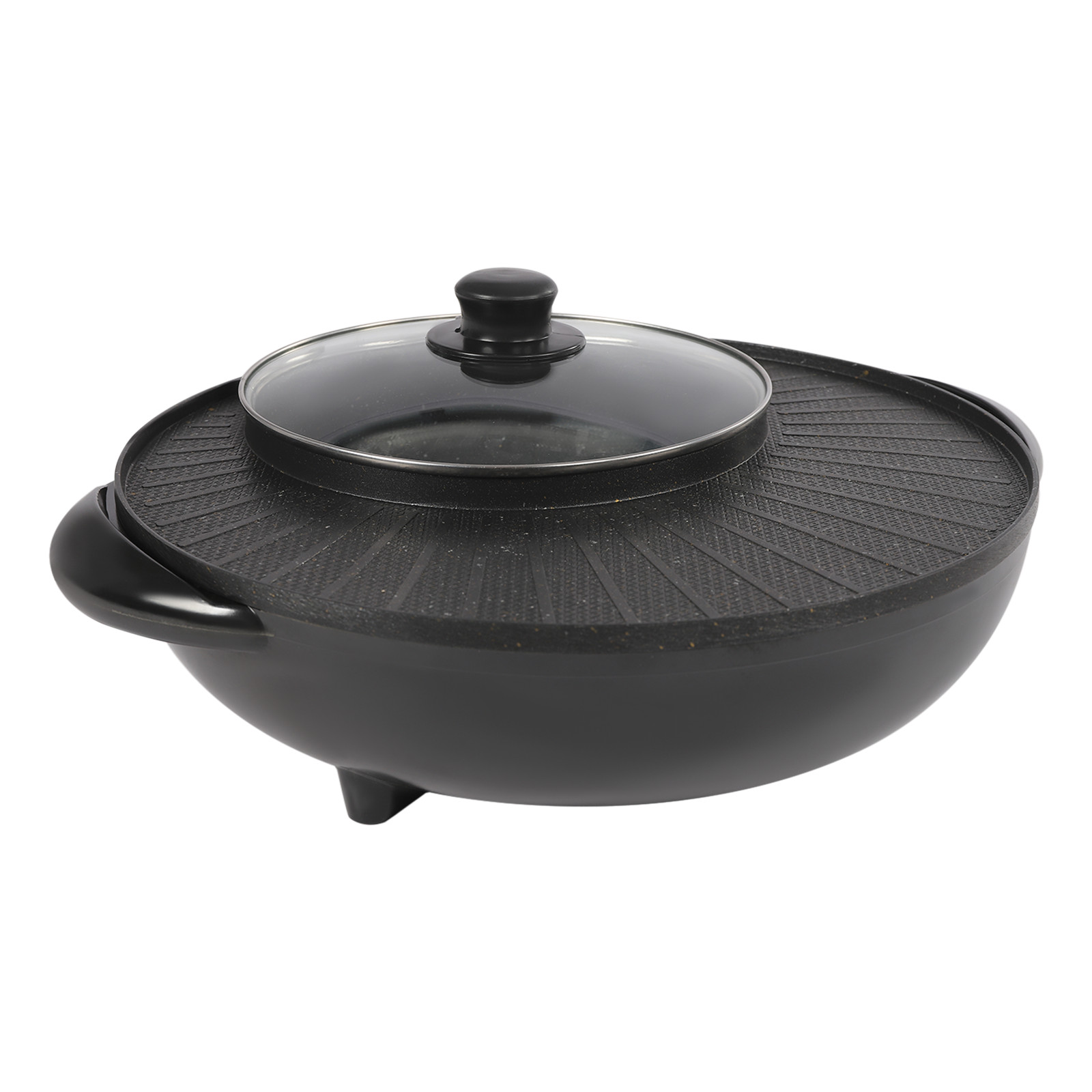 Circular Edition Hotpot Grill Combo Indoor BBQ Parties Electric Hot Pot Black