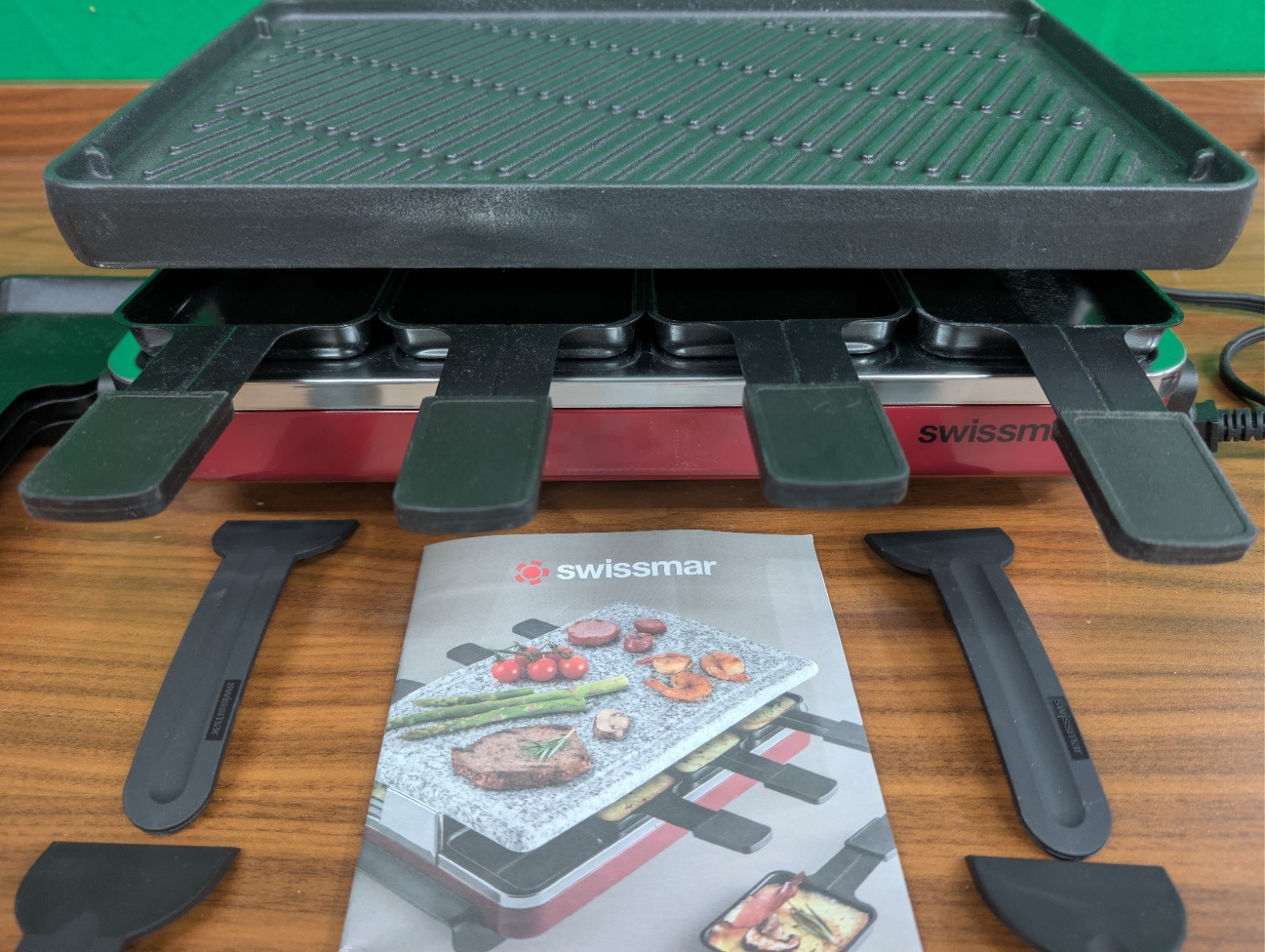 SWISSMAR 8-Person Raclette Party Grill with Cast Aluminum Grill Top KF-77041