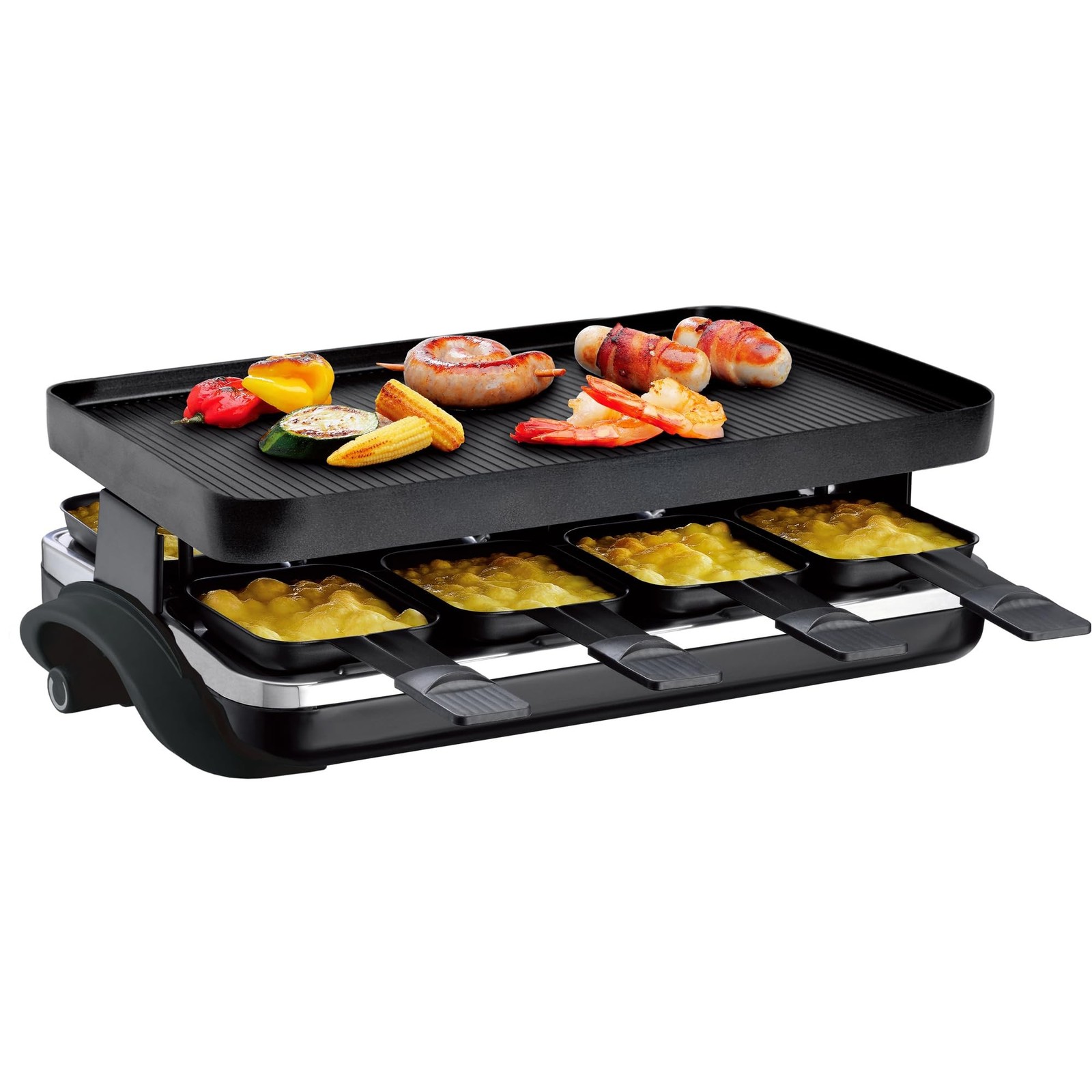 TAMARIT Classic 8 Person Raclette Grill 1500W Electric Tabletop Griddle