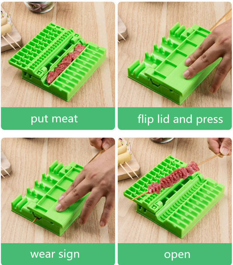 Professional Grade Skewers Kebab Maker Barbecue Stringer Box Machine Beef Pork