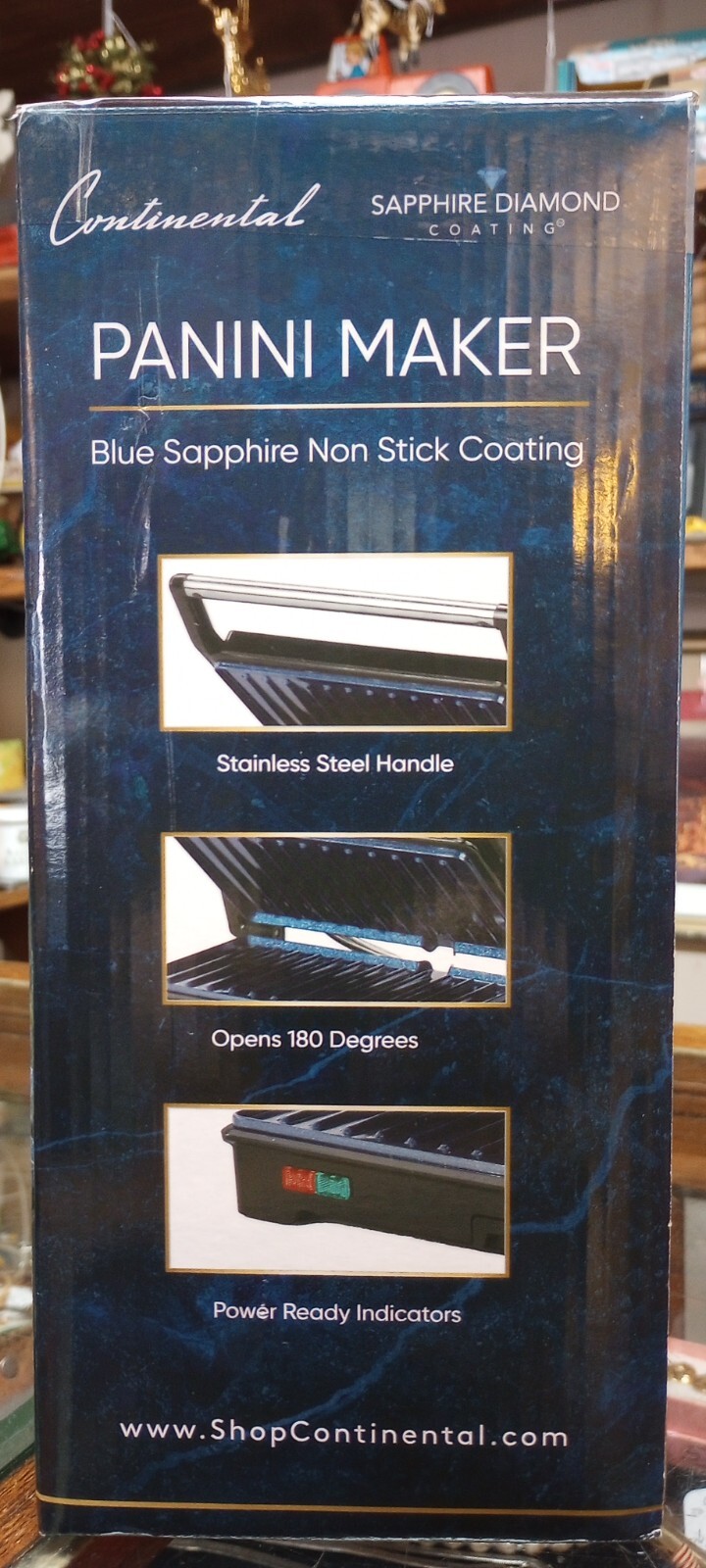 NEW in BOX Continental Electric Panini Grill w/SAPPHIRE Non-Stick Cooking Surfac