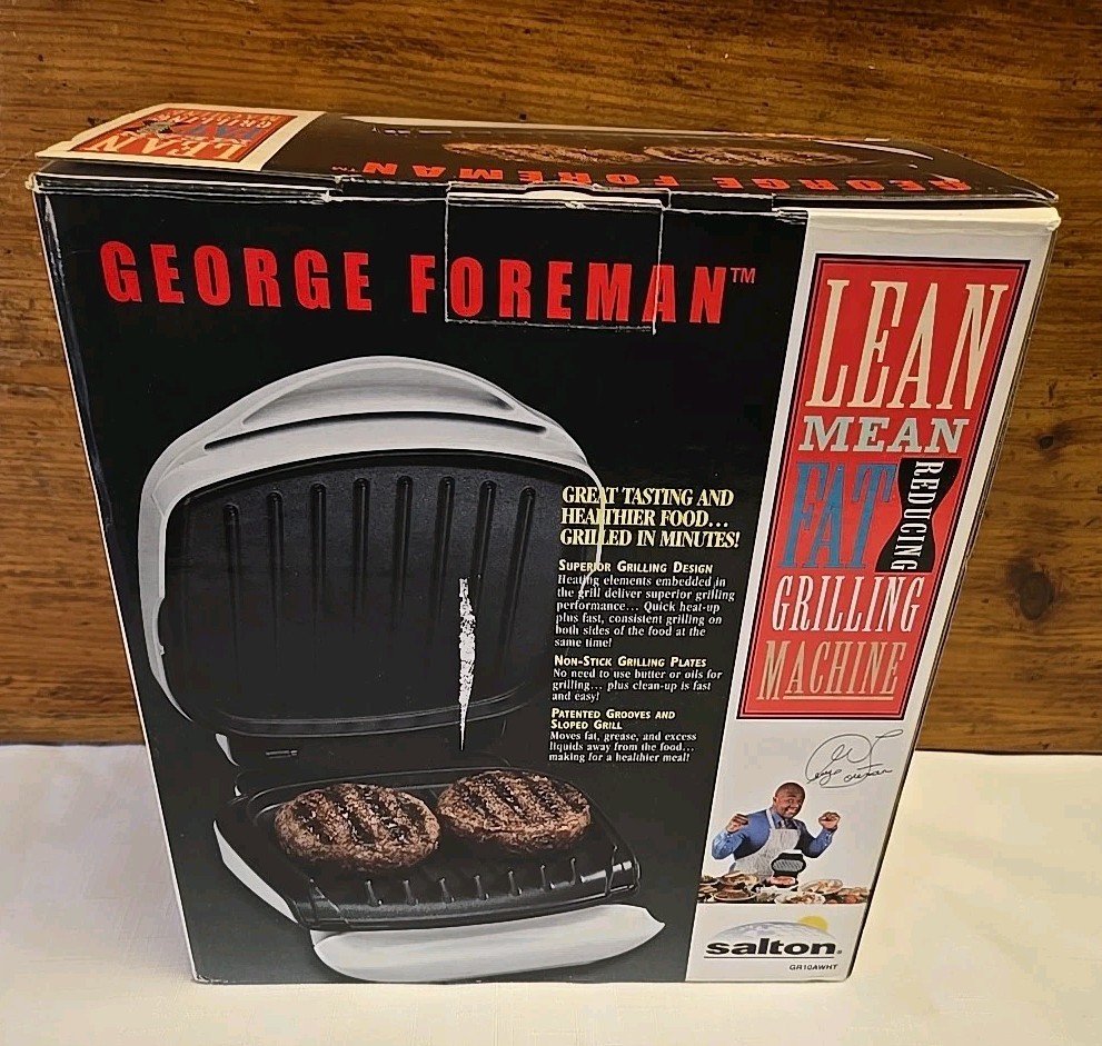 NEW George Foreman GR10AWHT Lean Mean Fat Reducing Grilling Machine Salton