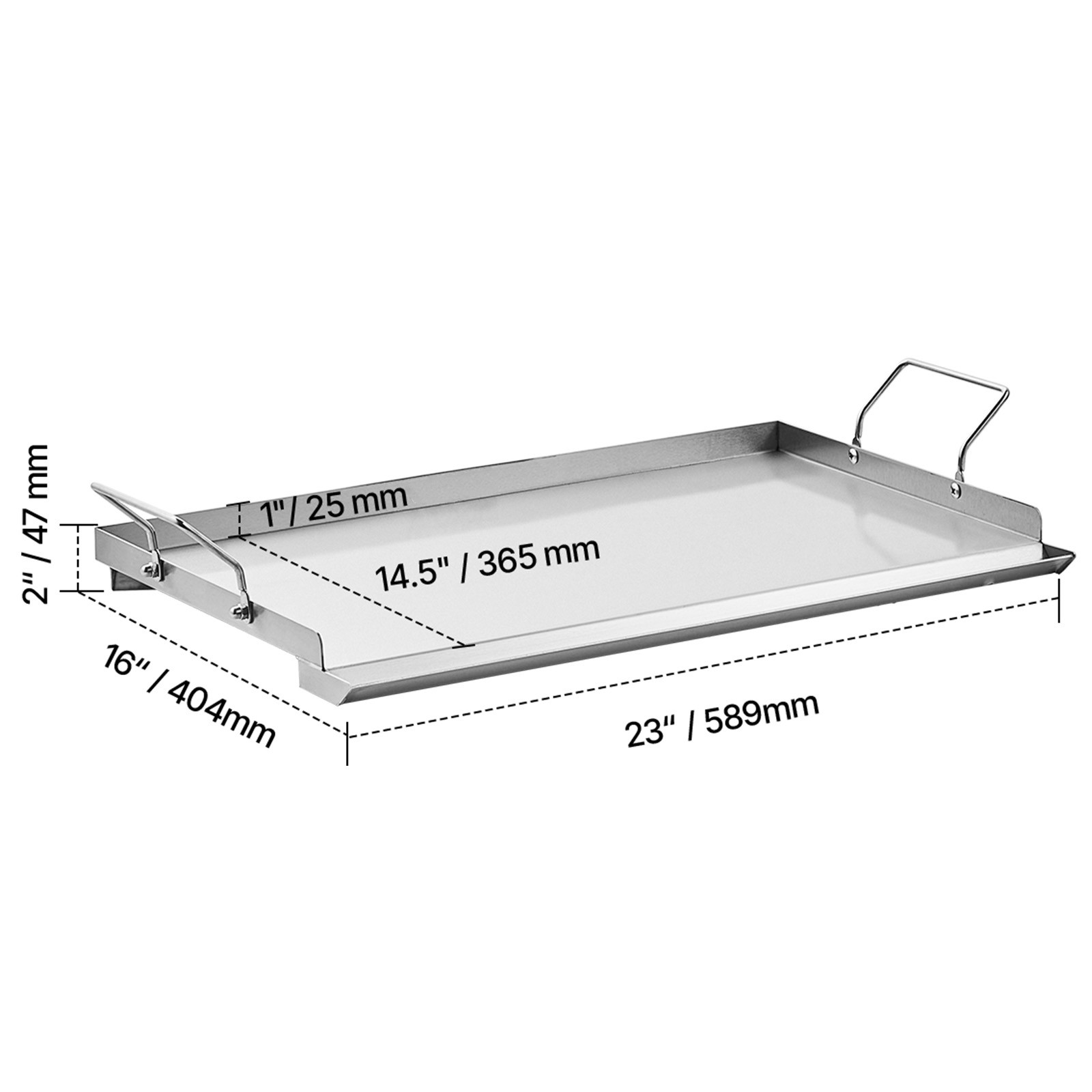 23×16 in Flat Top Griddle Stainless Steel Universal BBQ Grill Pan Cookware