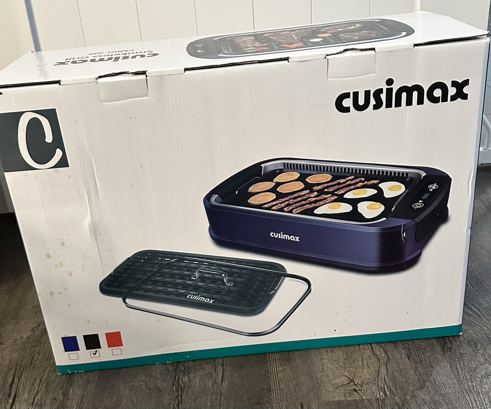 CUSIMAX Smokeless Indoor Electric Grill CMRG-200 Blue 200W 200V Glass