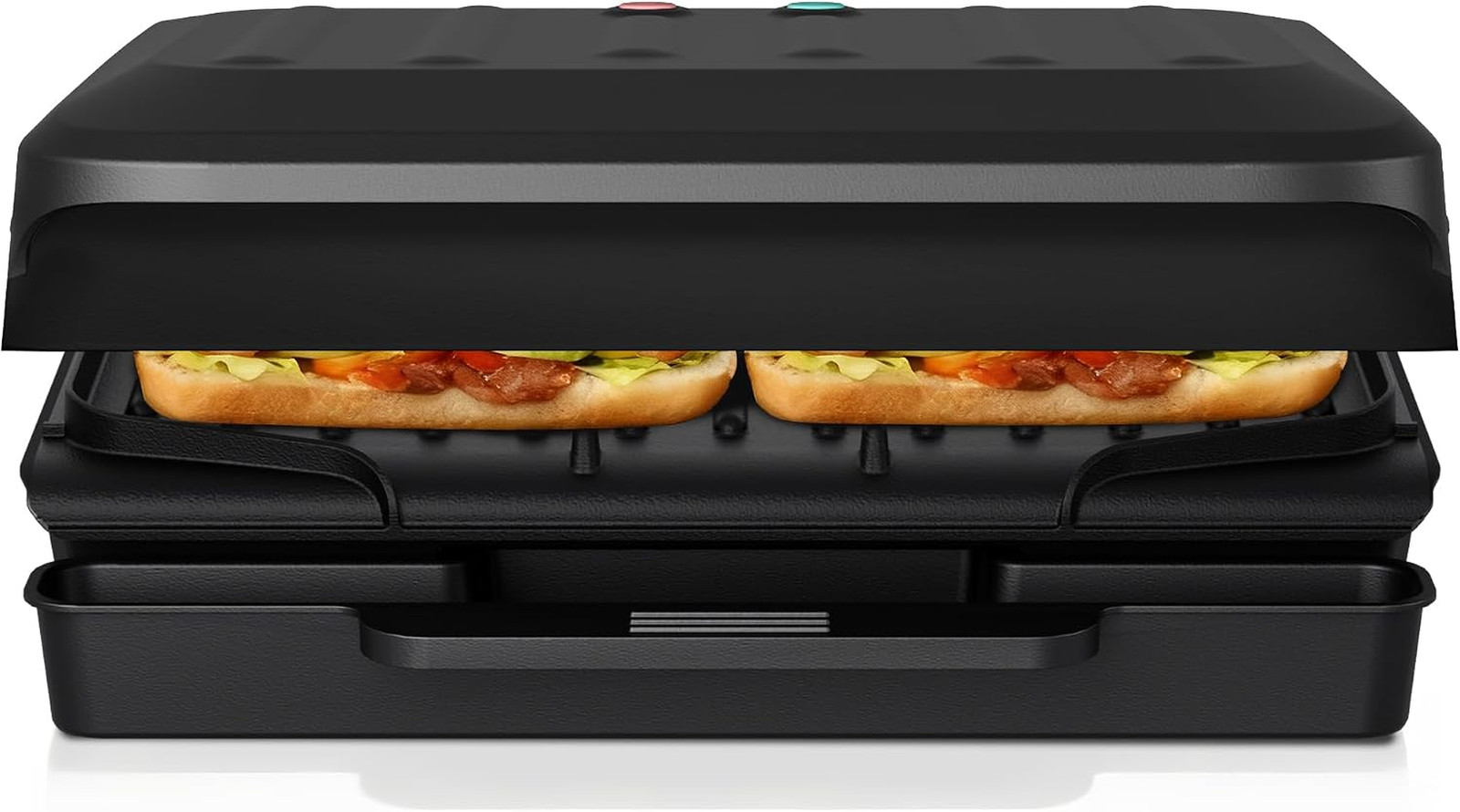 Electric Grill Panini Press, Non-Stick Coating, 850W Dual Heating, Removable