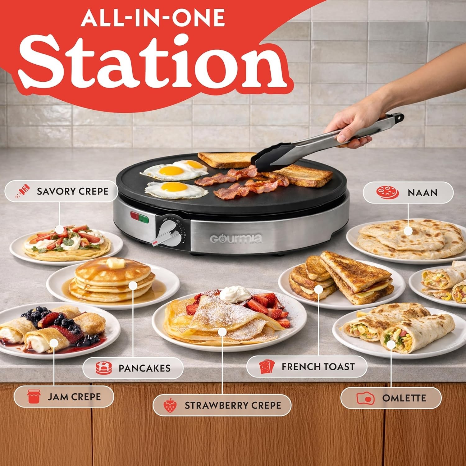 12” Crepe Maker – Nonstick Electric Griddle for Pancakes, Omelets & More, Pre…