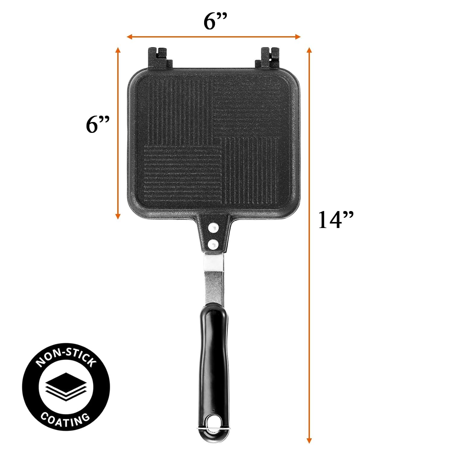 Stovetop Hot Sandwich Maker Grilled Press with Handle and Non Stick Grill Pan