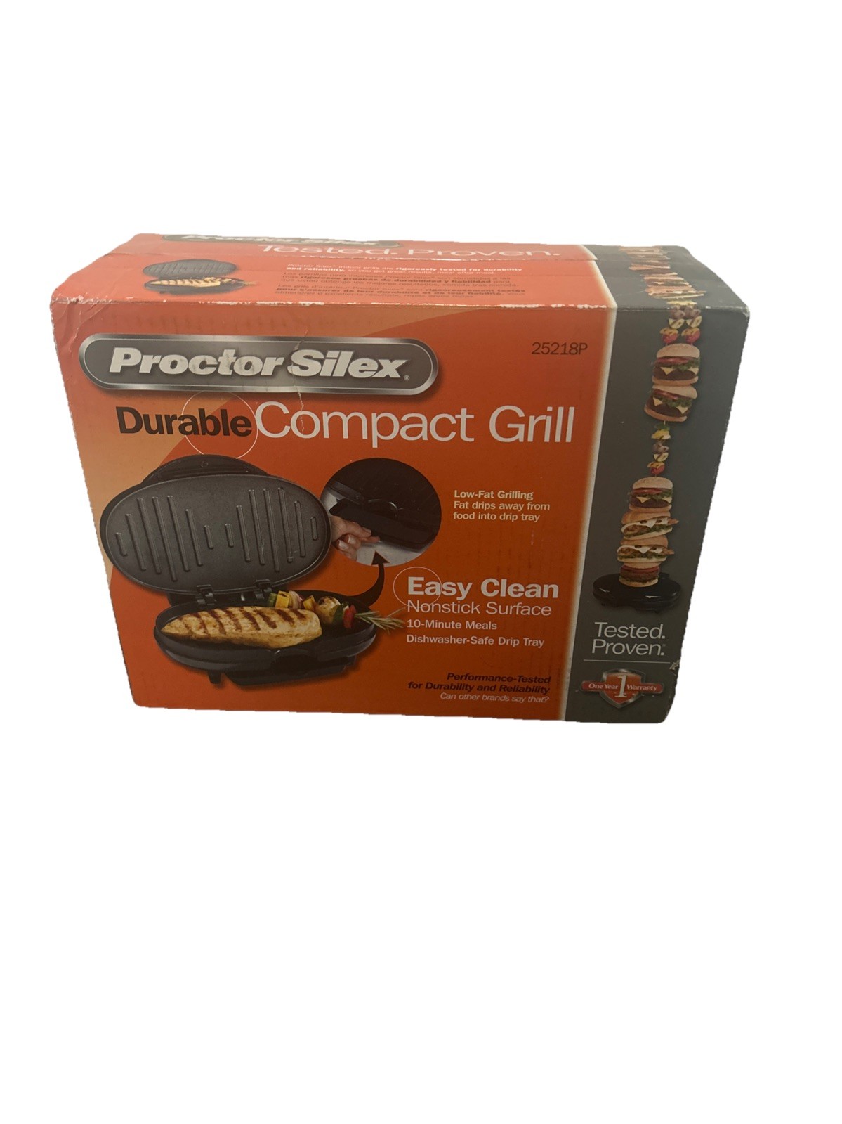 Proctor Silex Hamilton Beach Durable Compact Grill New in Box