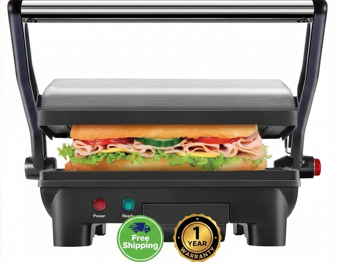 Chefman Electric Panini Press Grill and Gourmet Sandwich Maker w/ Non-Stick