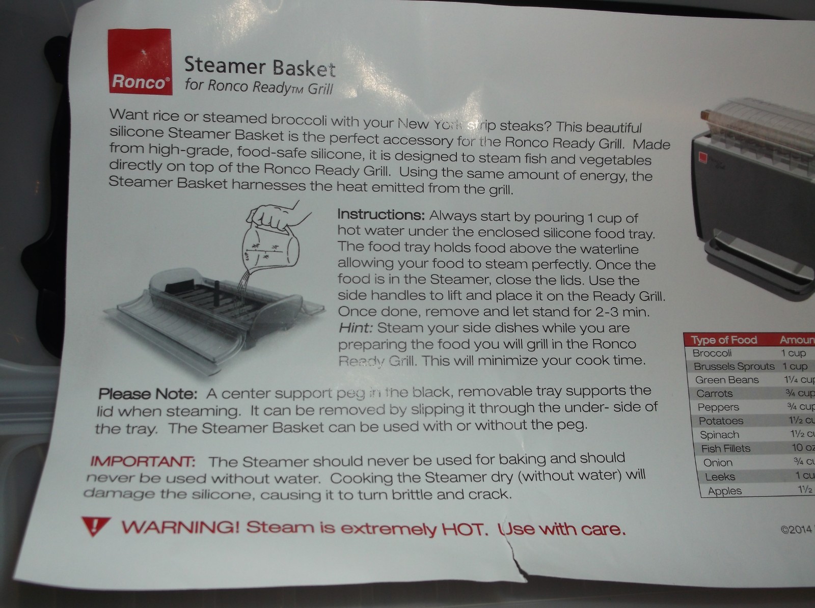 Ronco RG2001DRM Steamer Basket for Ronco Ready Grill