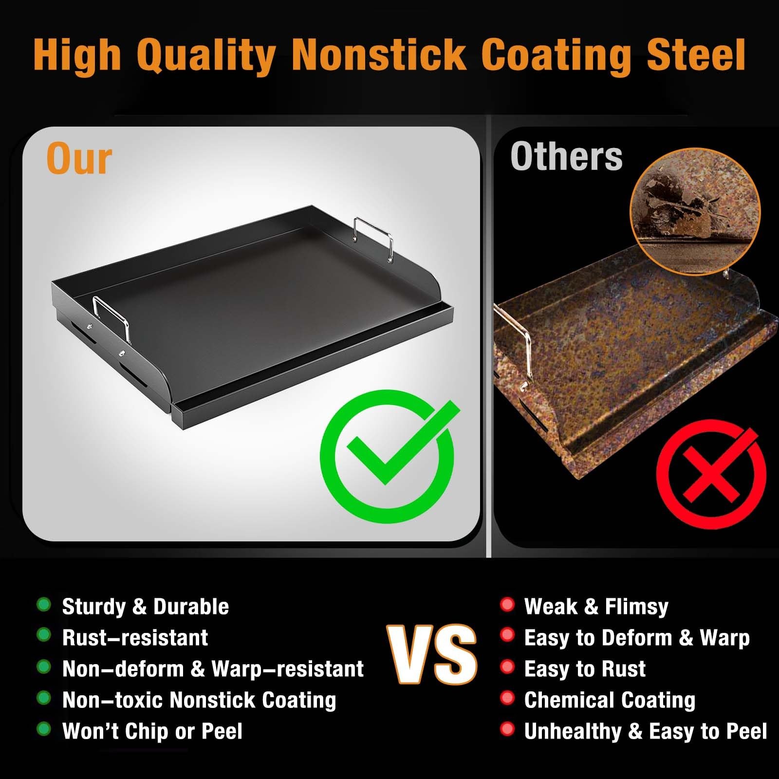 Barbqtime 17″ x13″ Flat Top Griddle for Gas/Charcoal Grill