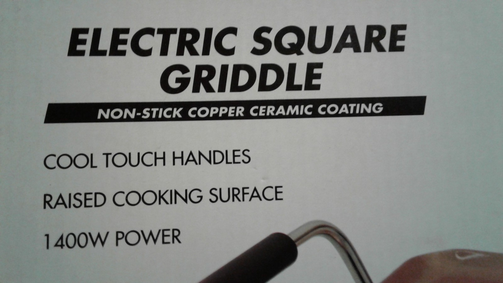 Electric Square Griddle 10.5 Non-Stick/Thermostat/Cool Handles 1400W Power