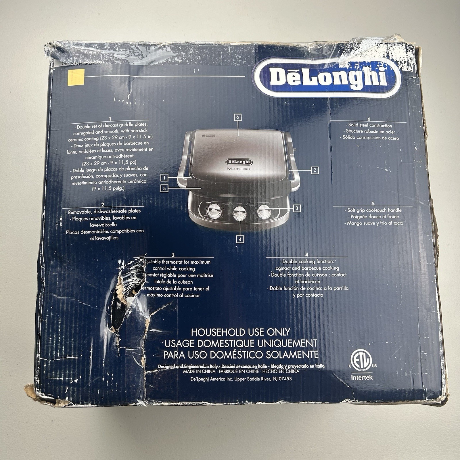 De’Longhi CGH912C Livenza 5-in-1 Grill Stainless Steel Griddle Panini Press NOB