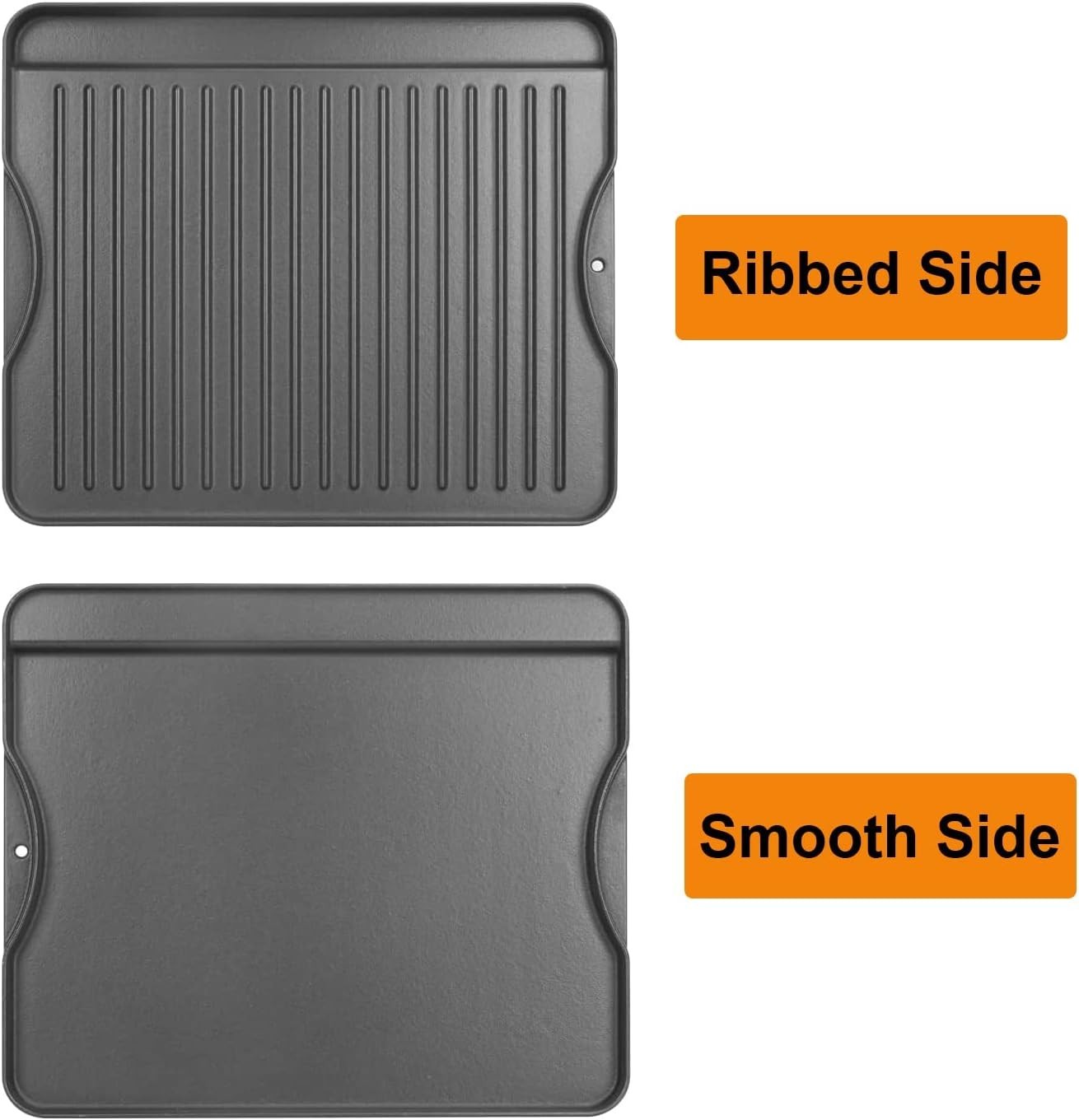 2-in-1 Reversible 14″ x 16″ Pre-Seasoned Cast Iron Cooking Griddle for Gas Stove
