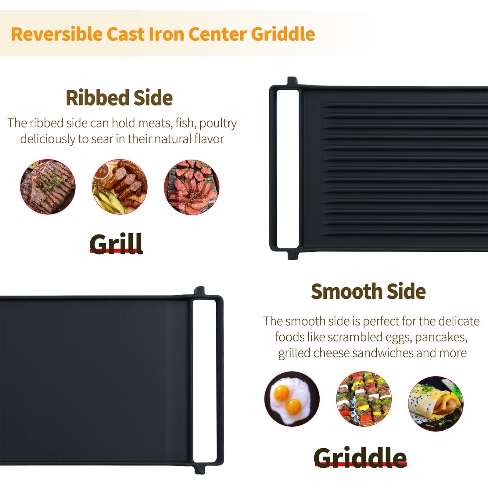Allstare WB31X24998 Cast Iron Griddle for GE Stove Top – 19.6″ x 10.2″