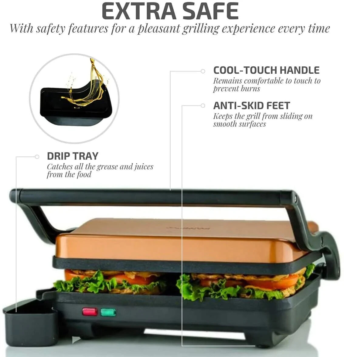 OVENTE Electric Panini Press Grill 1000 W – GP0620BR