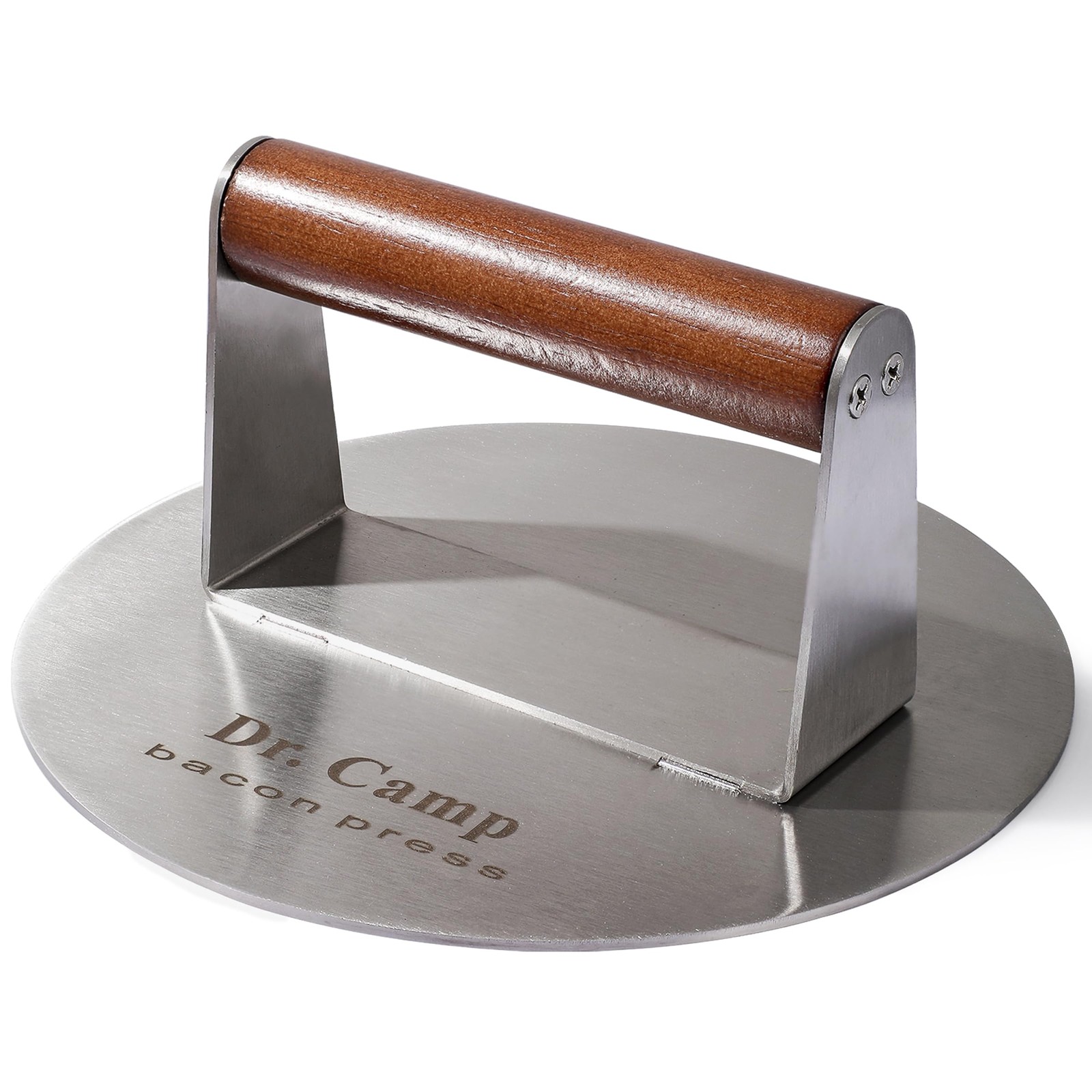 Dr.Camp 7 Inch Stainless Steel Smash Burger Press Smasher Bacon Silver