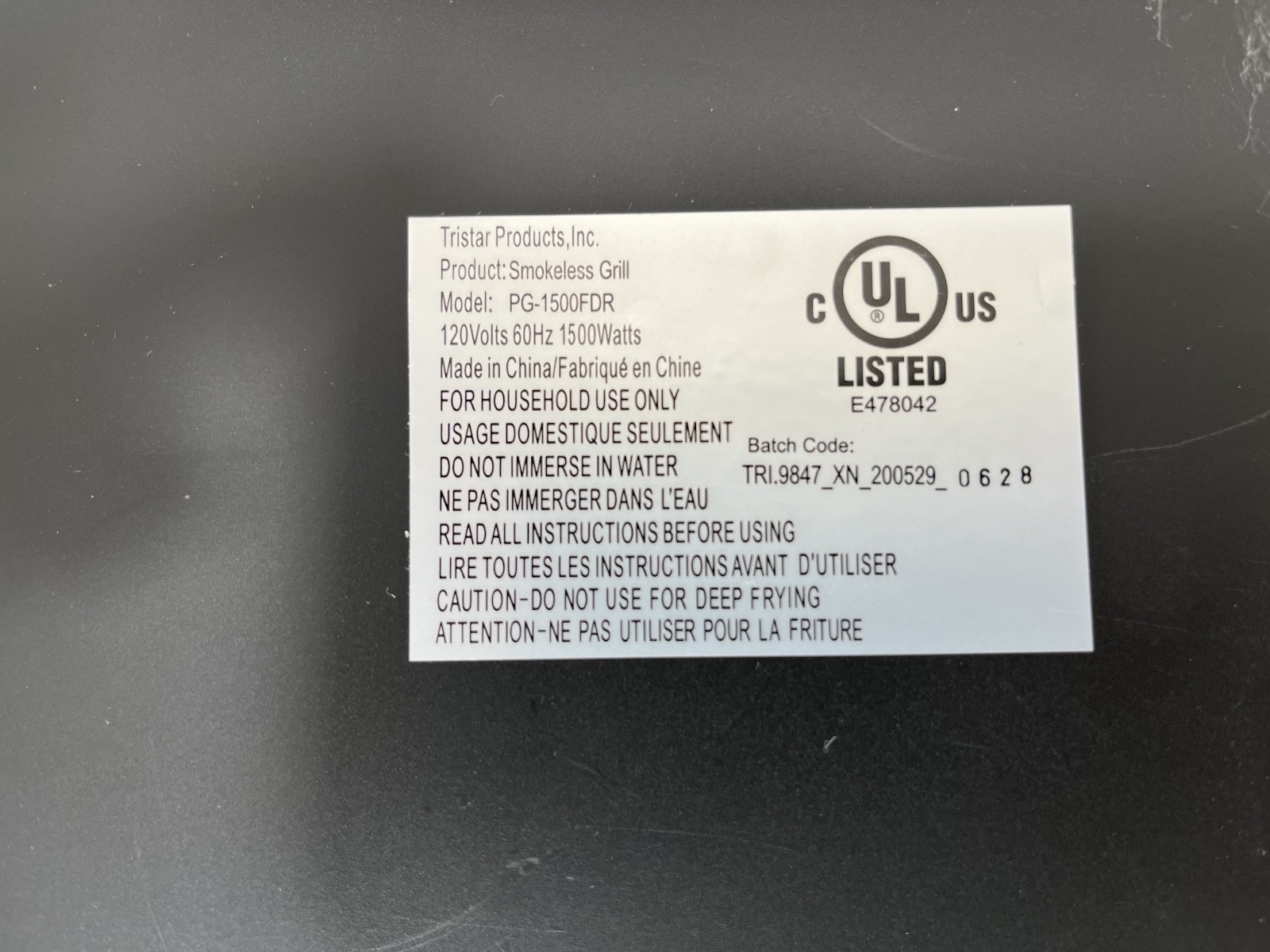 POWER XL Smokeless Grill PG-1500FDR FAN COVER With Screw Original