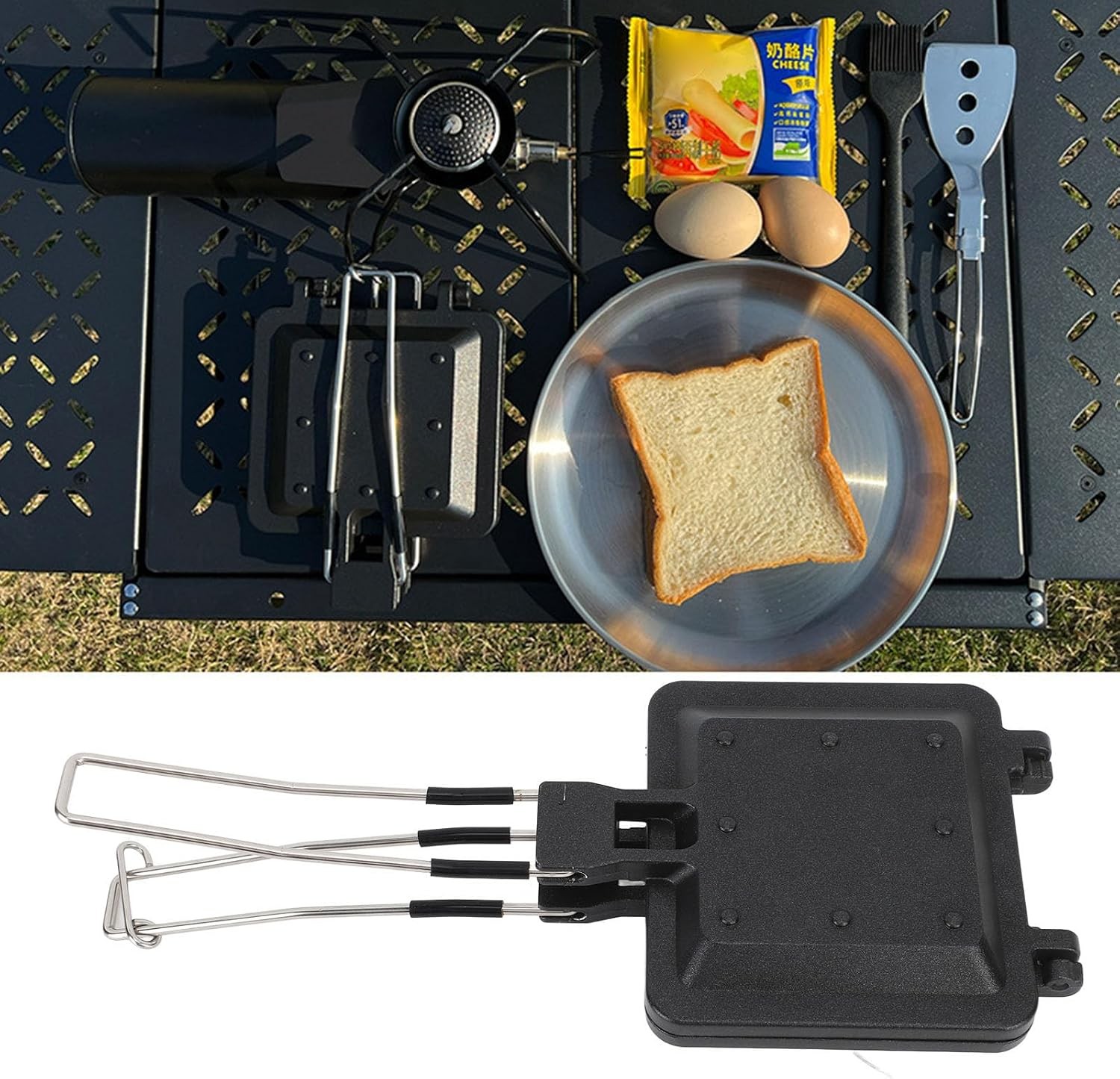 Foldable Hot Sandwich Maker Double Sided Sandwich Baking Pan Nonstick Coating