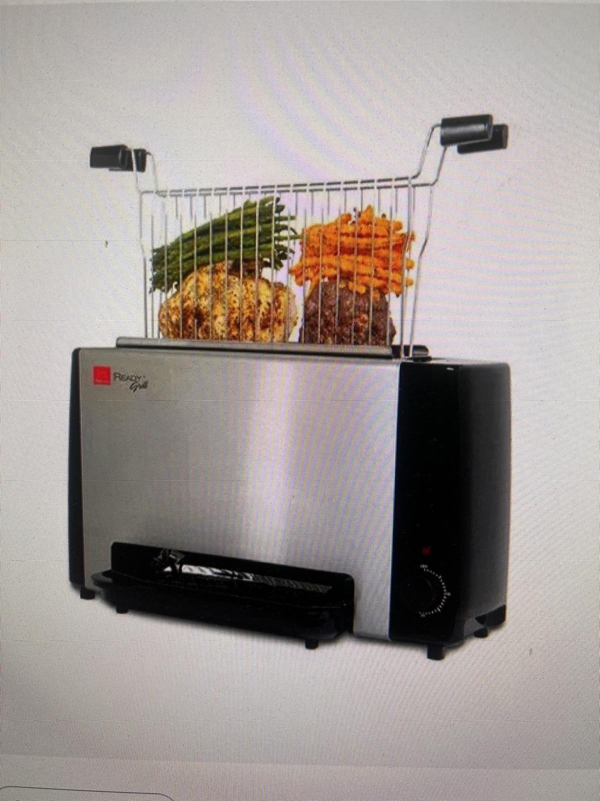 Ronco Ready Grill Indoor Cooking Grilling New RG1001BLDRM ss/black w/ basket B-2