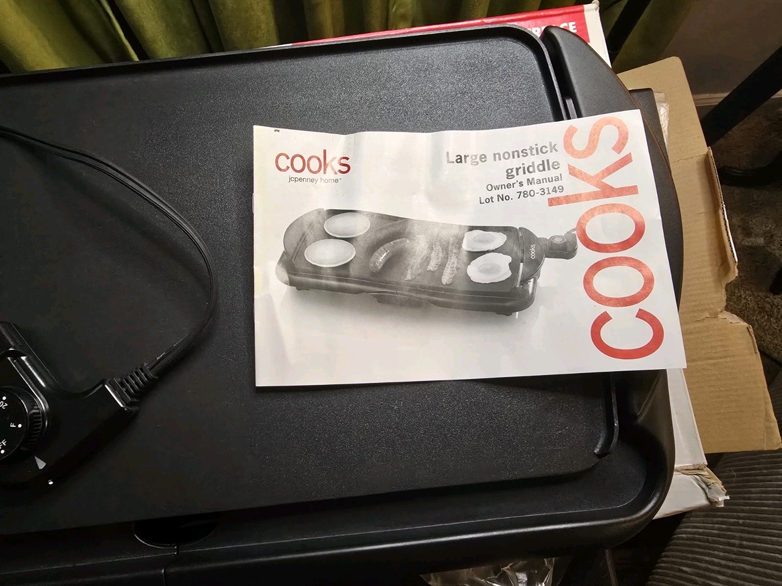 NEW! COOKS X-LARGE FAMILY SIZE 10” X 19” NON-STICK ELECTRIC GRILL GRIDDLE