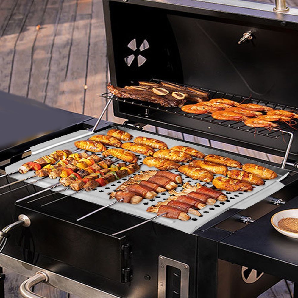 Stainless Steel BBQ Grill Pan with Perforated Design for Even Cooking Results