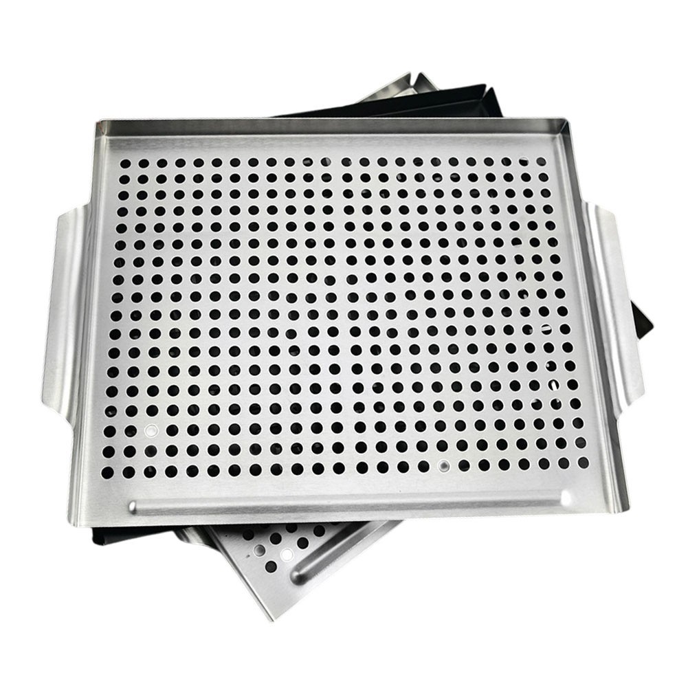 Stainless Steel BBQ Grill Pan with Perforated Design for Even Cooking Results